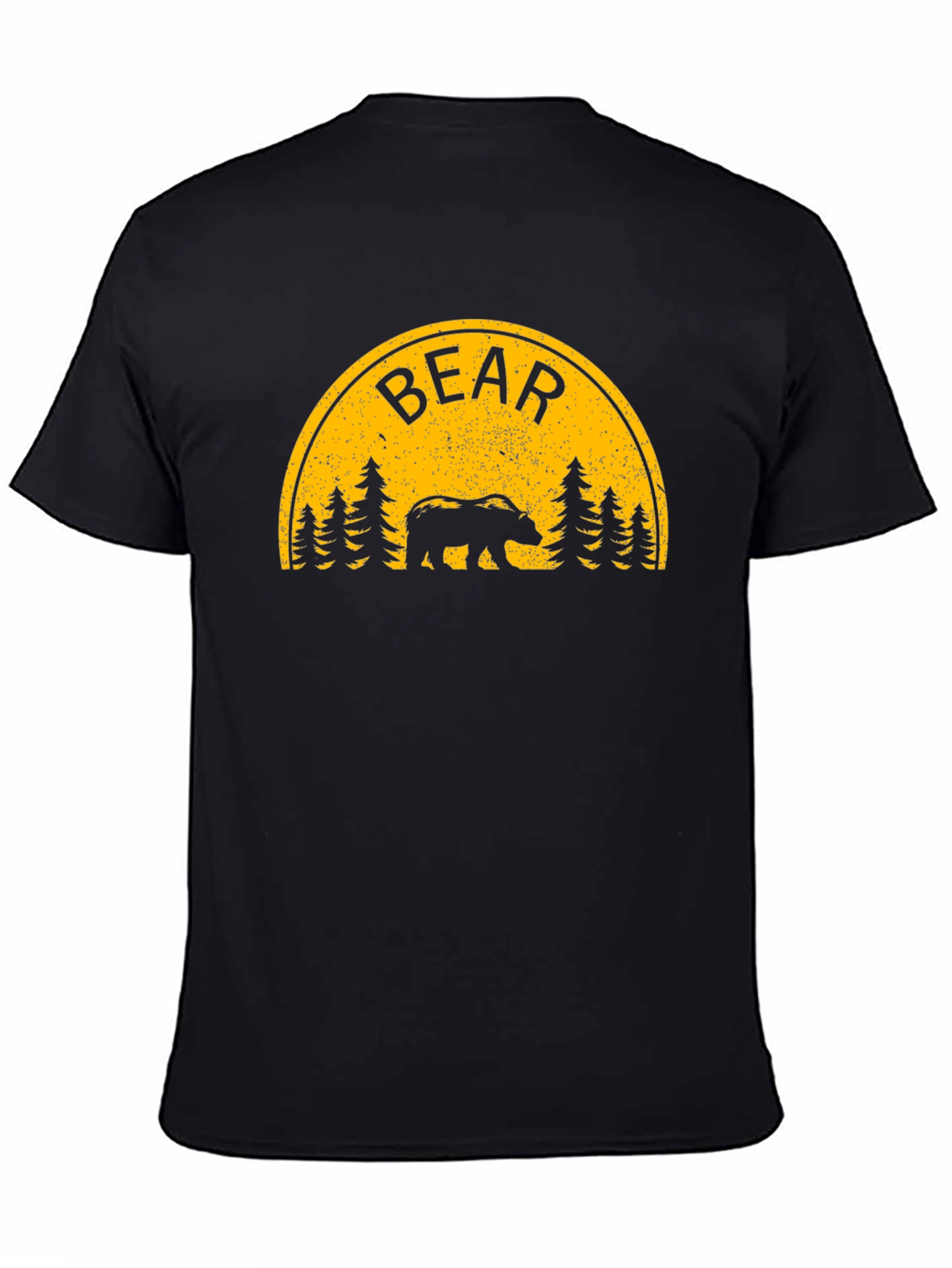 Bear Silhouette Graphic Print Black T-Shirt
