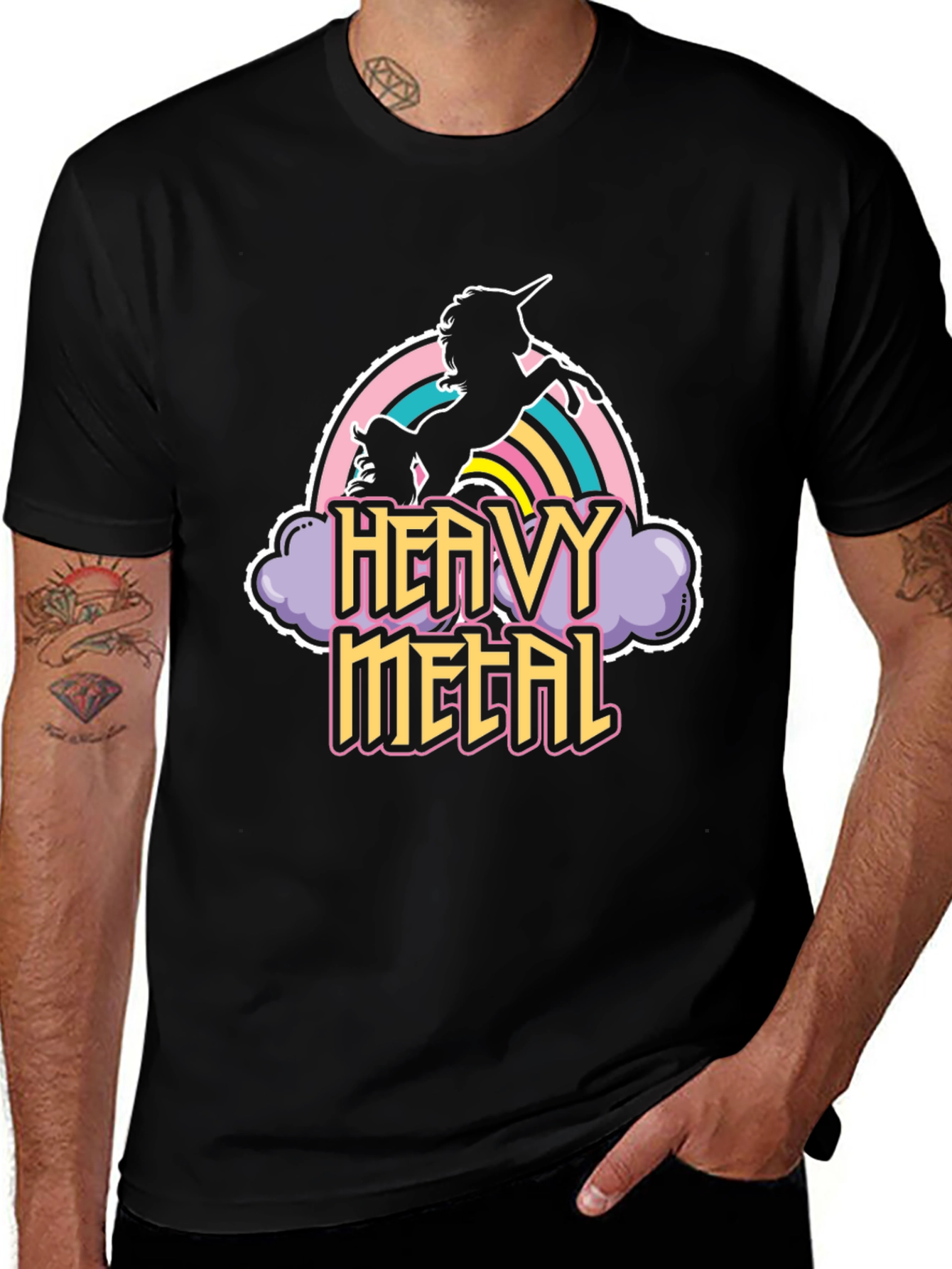 Heavy Metal Unicorn Black T-Shirt