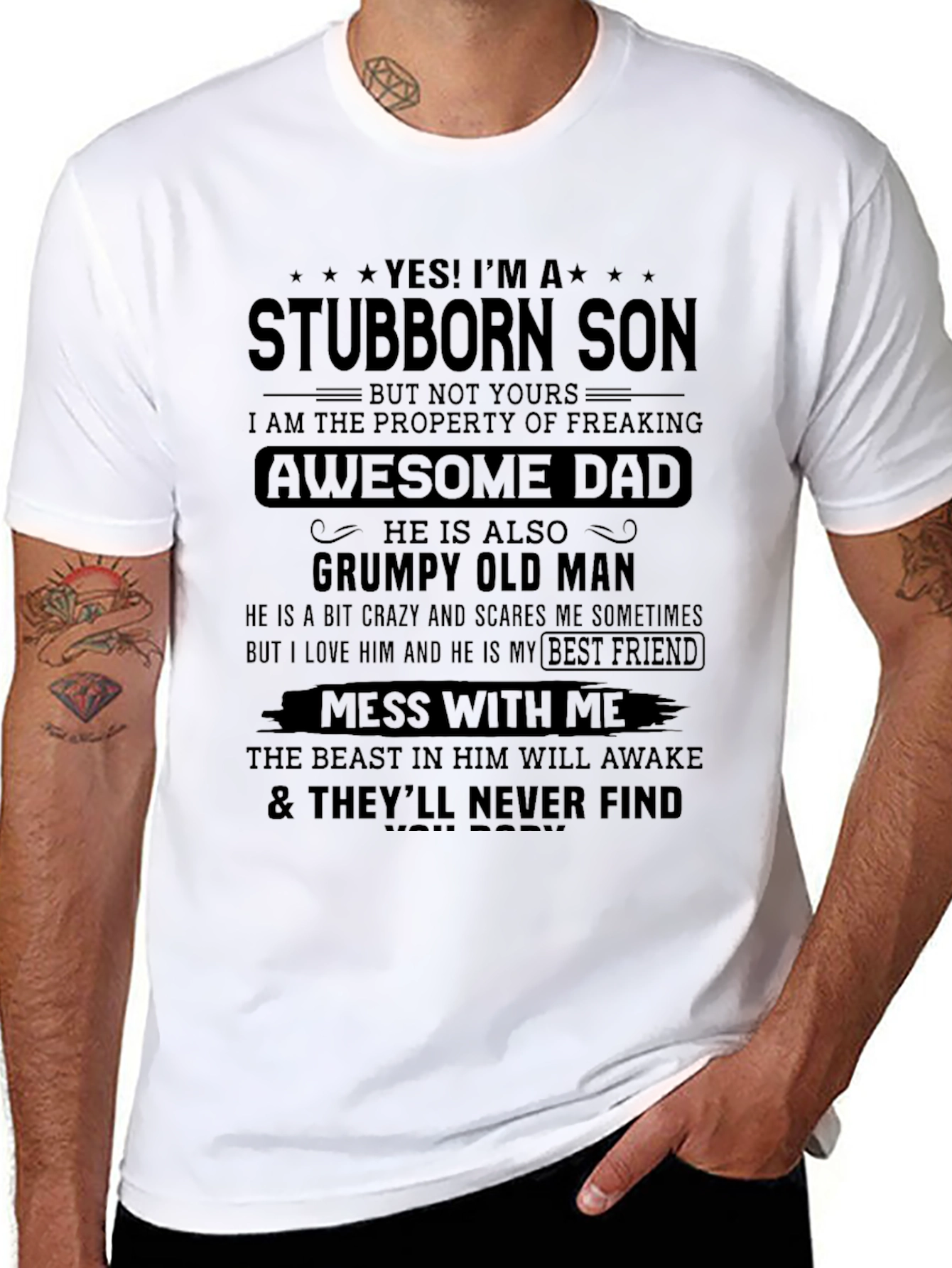Stubborn Son Awesome Dad Graphic Tee