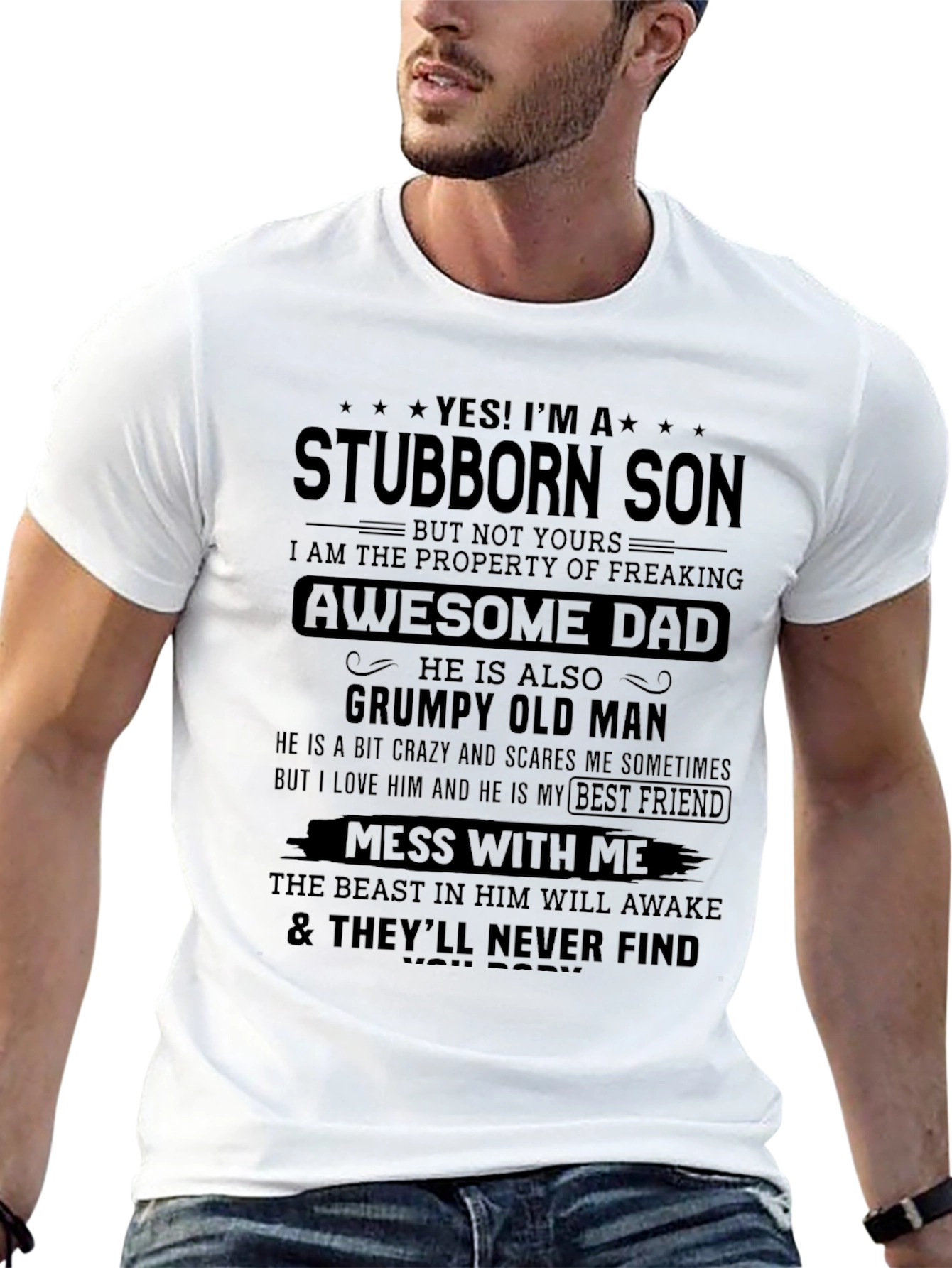 Stubborn Son Awesome Dad Graphic Tee