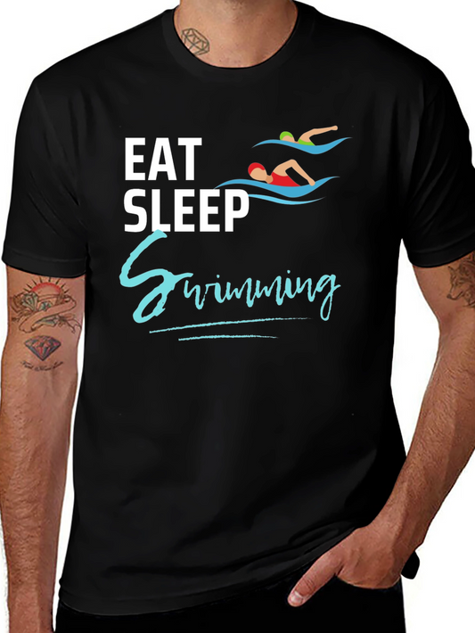 Eat Sleep Swimming Black T-Shirt
