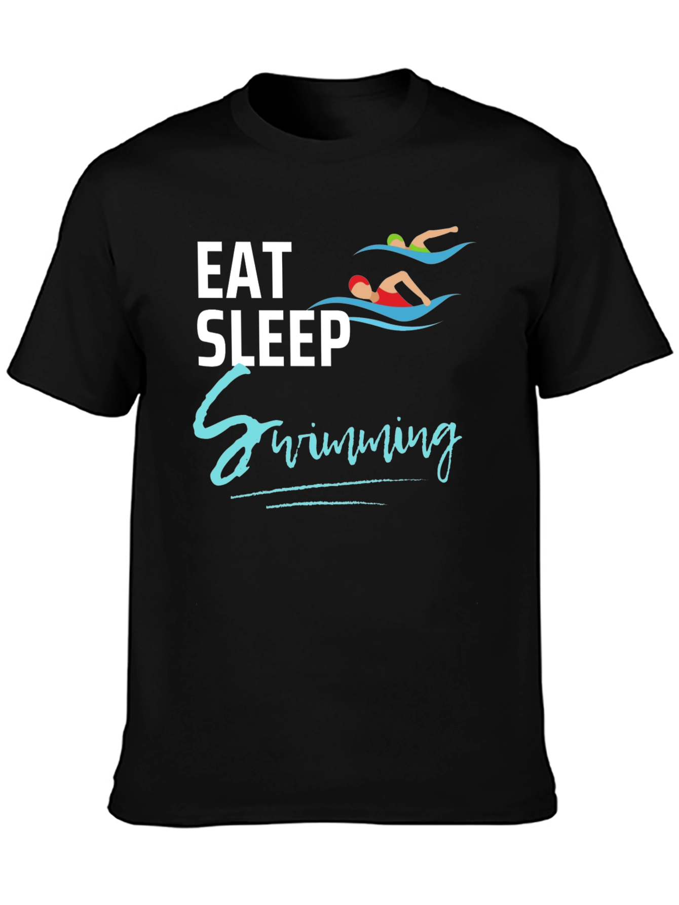 Eat Sleep Swimming Black T-Shirt