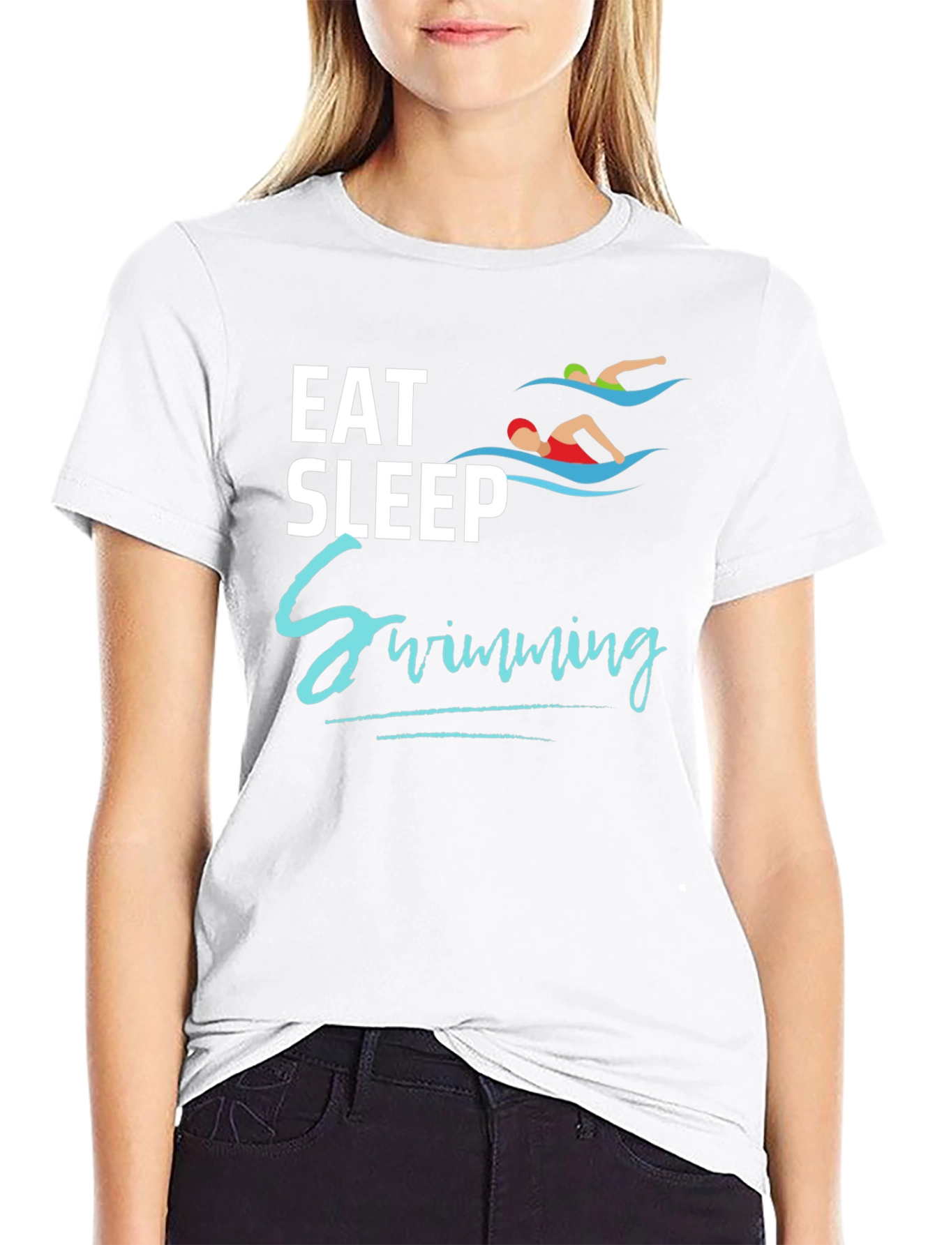 Eat Sleep Swimming Black T-Shirt