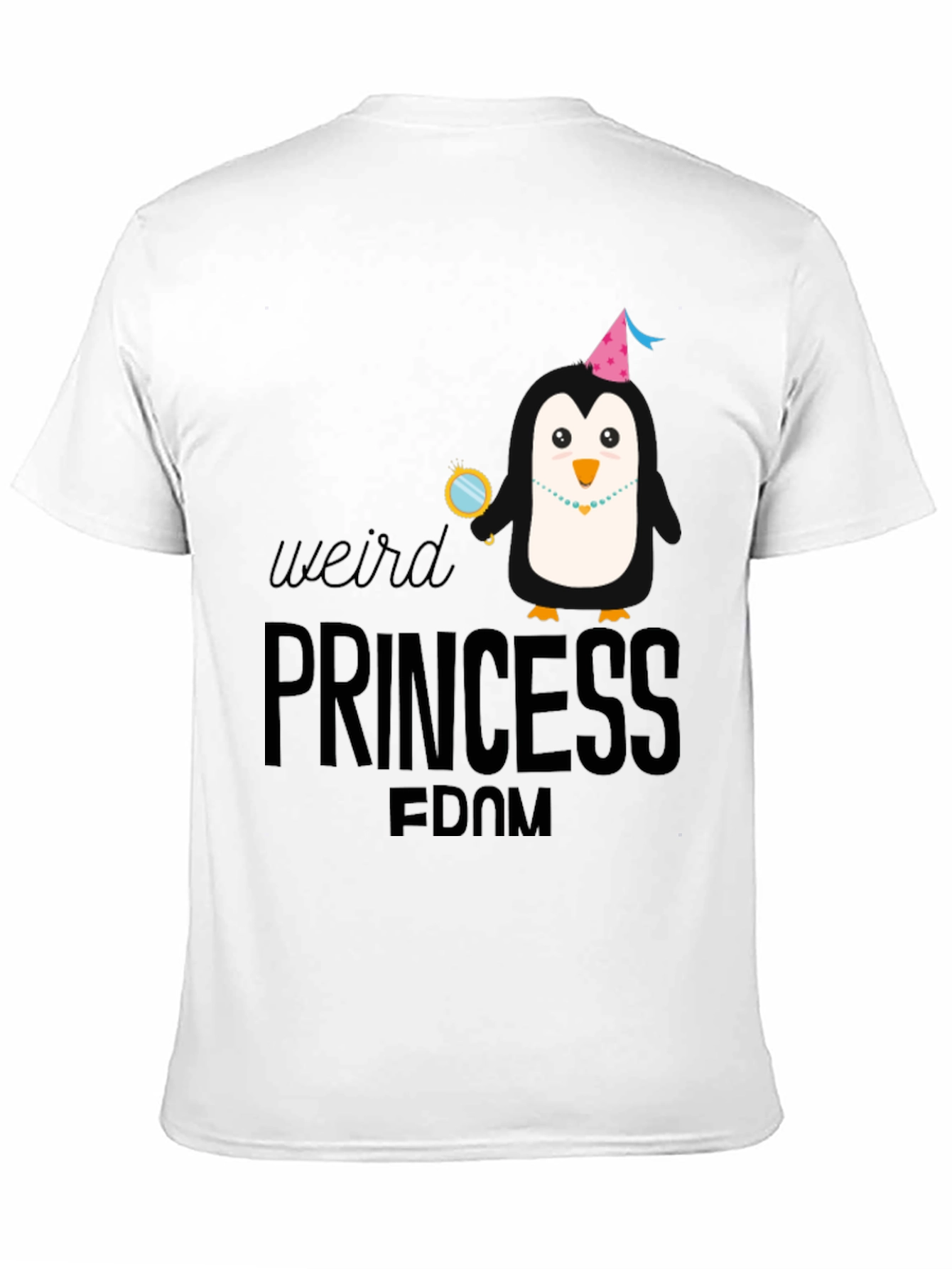Weird Princess Penguin Graphic T-Shirt - Black