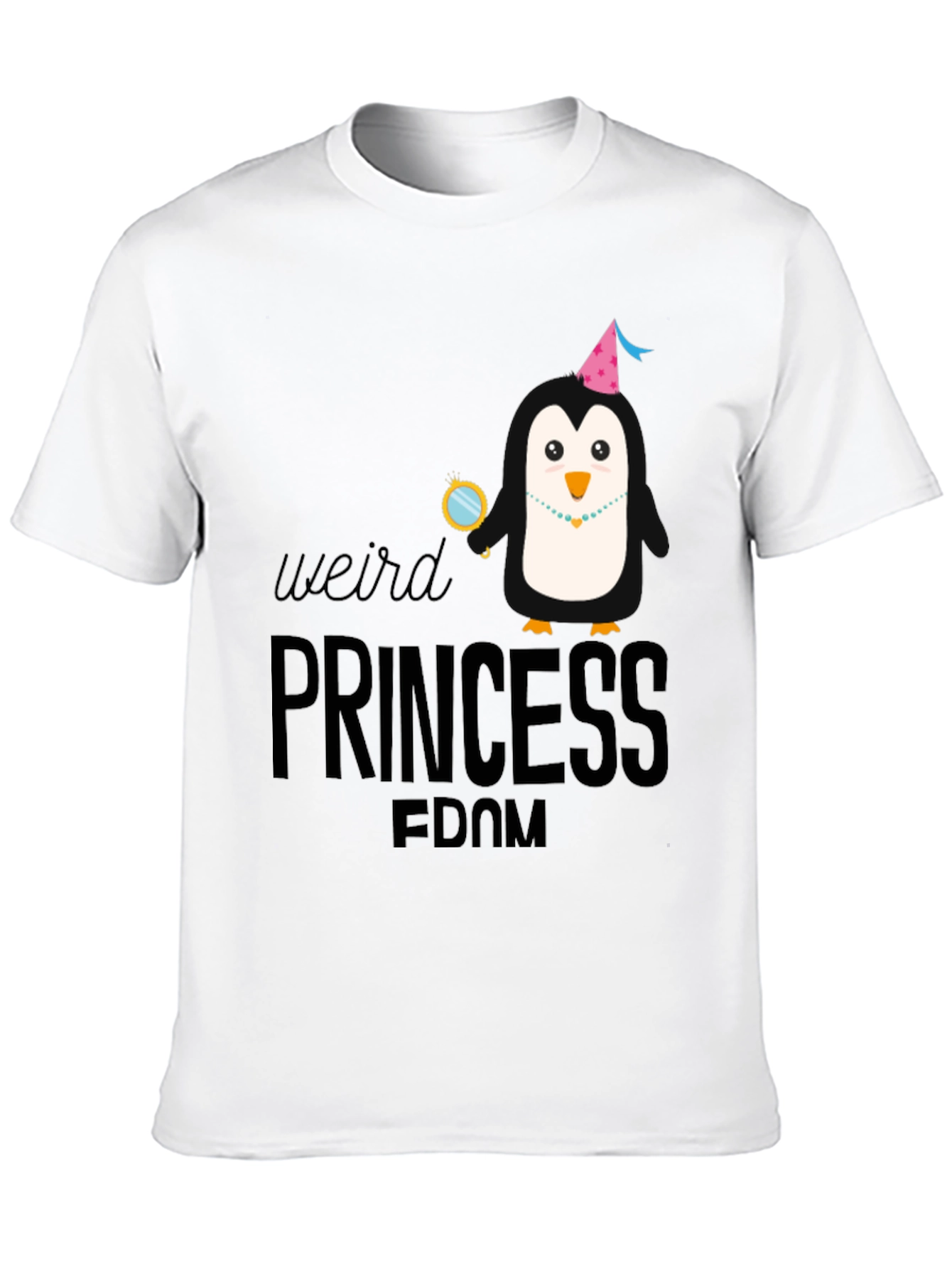 Weird Princess Penguin Graphic T-Shirt - Black