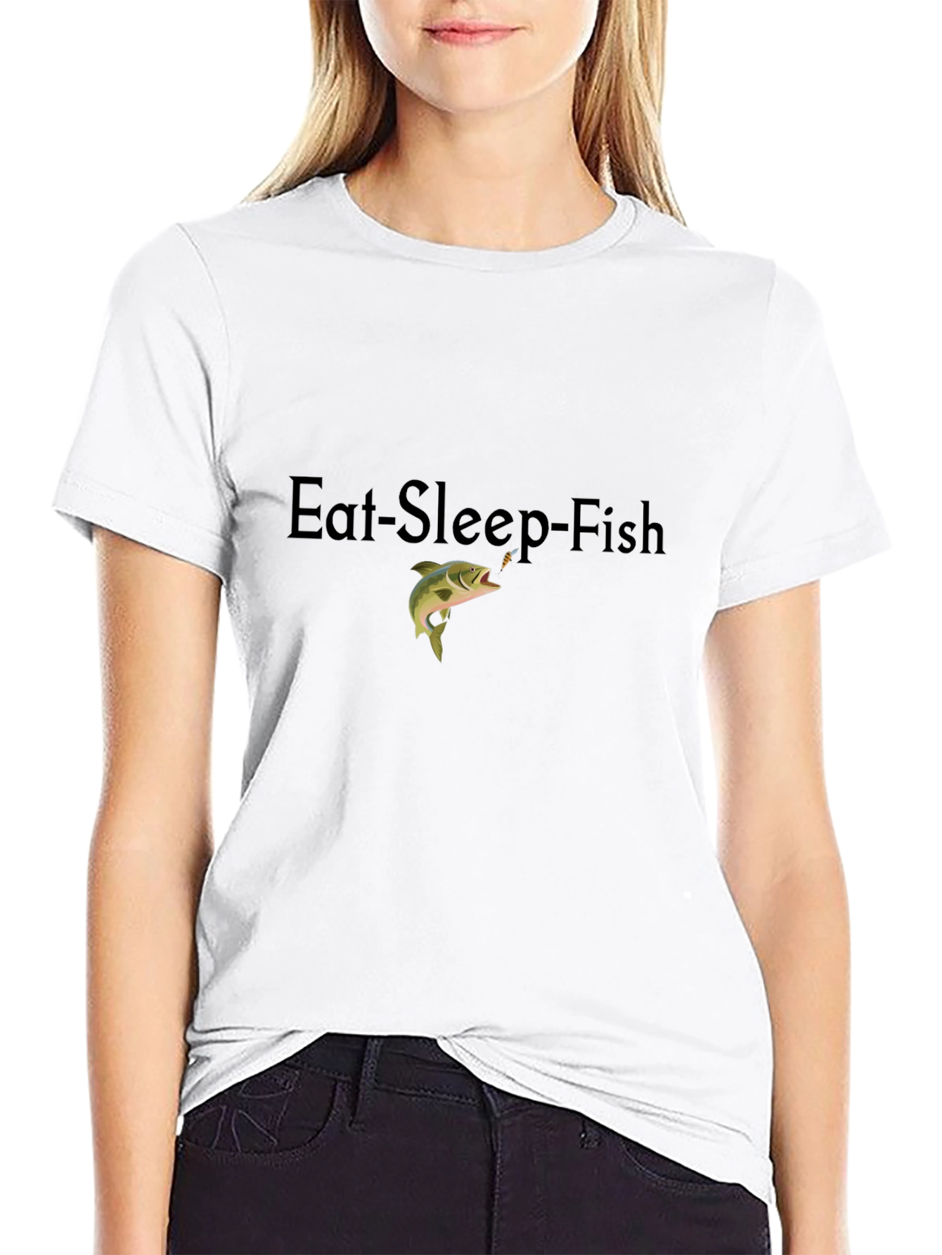 Eat Sleep Fish Graphic Tee - Black T-Shirt