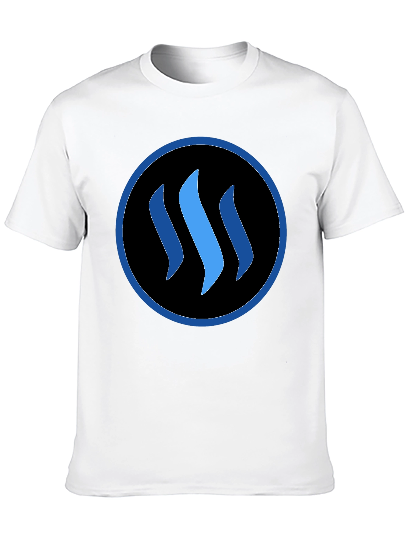 Blue Steemit Logo Black T-Shirt