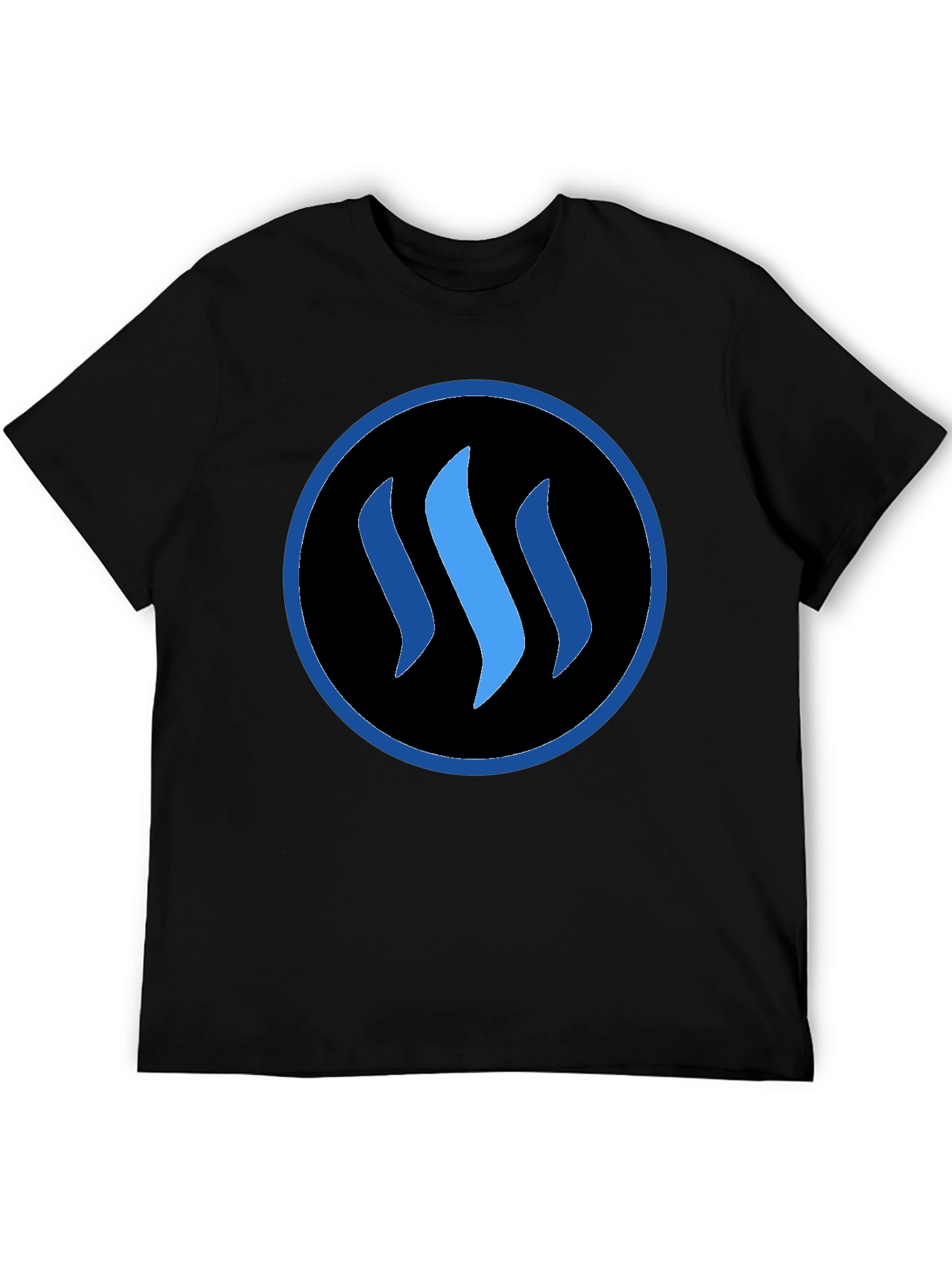 Blue Steemit Logo Black T-Shirt