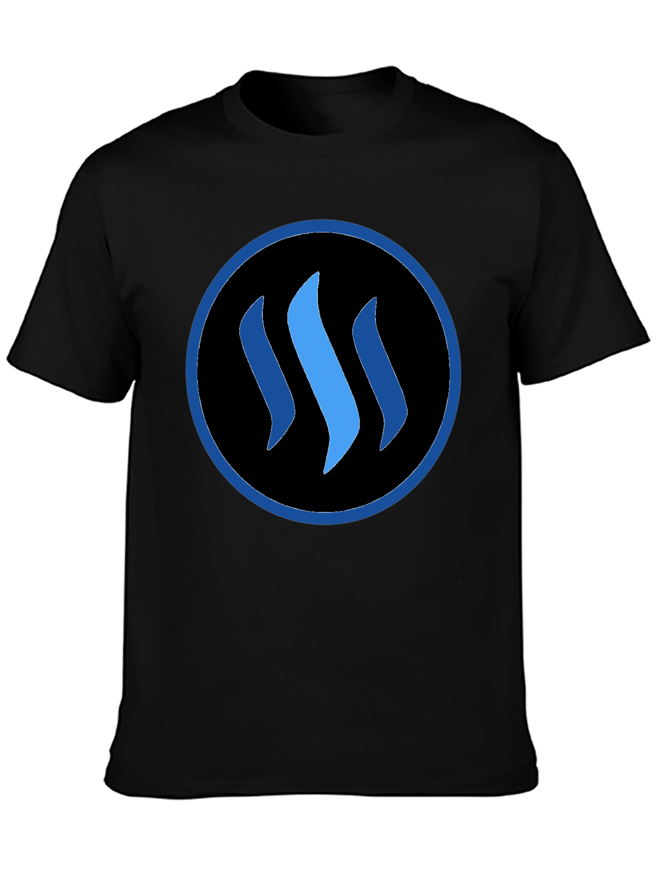 Blue Steemit Logo Black T-Shirt