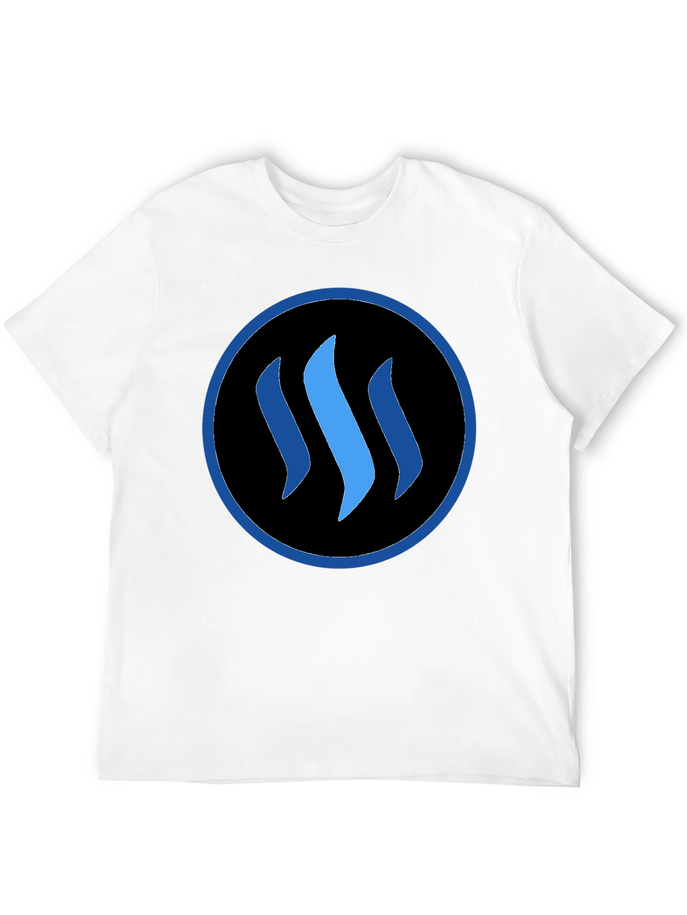 Blue Steemit Logo Black T-Shirt