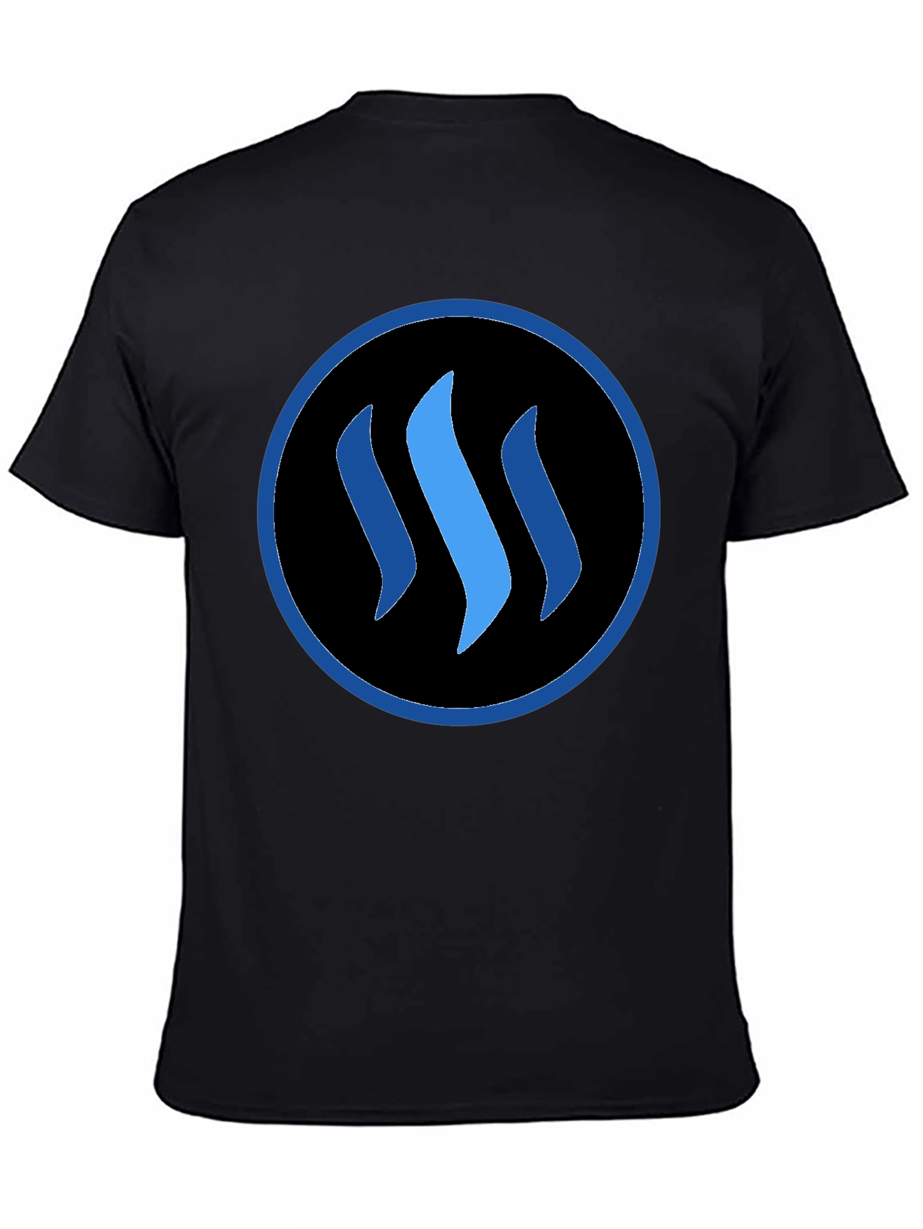 Blue Steemit Logo Black T-Shirt