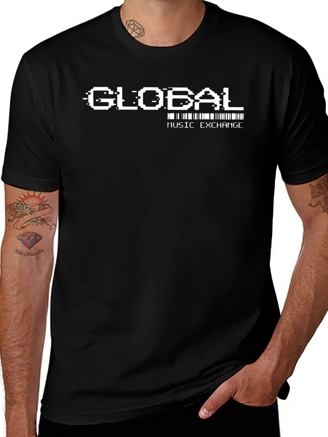 Global Music Exchange T-Shirt - Black Cotton Graphic Tee