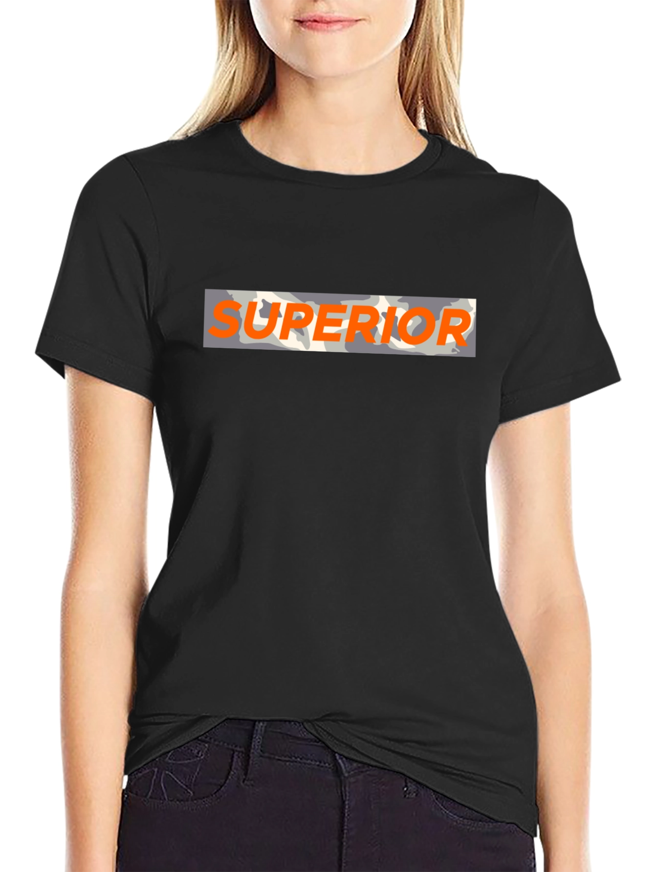Superior Graphic Camo Print Black T-Shirt