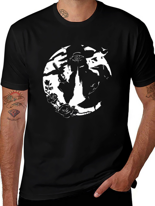 Black T-Shirt with White Graphic Design