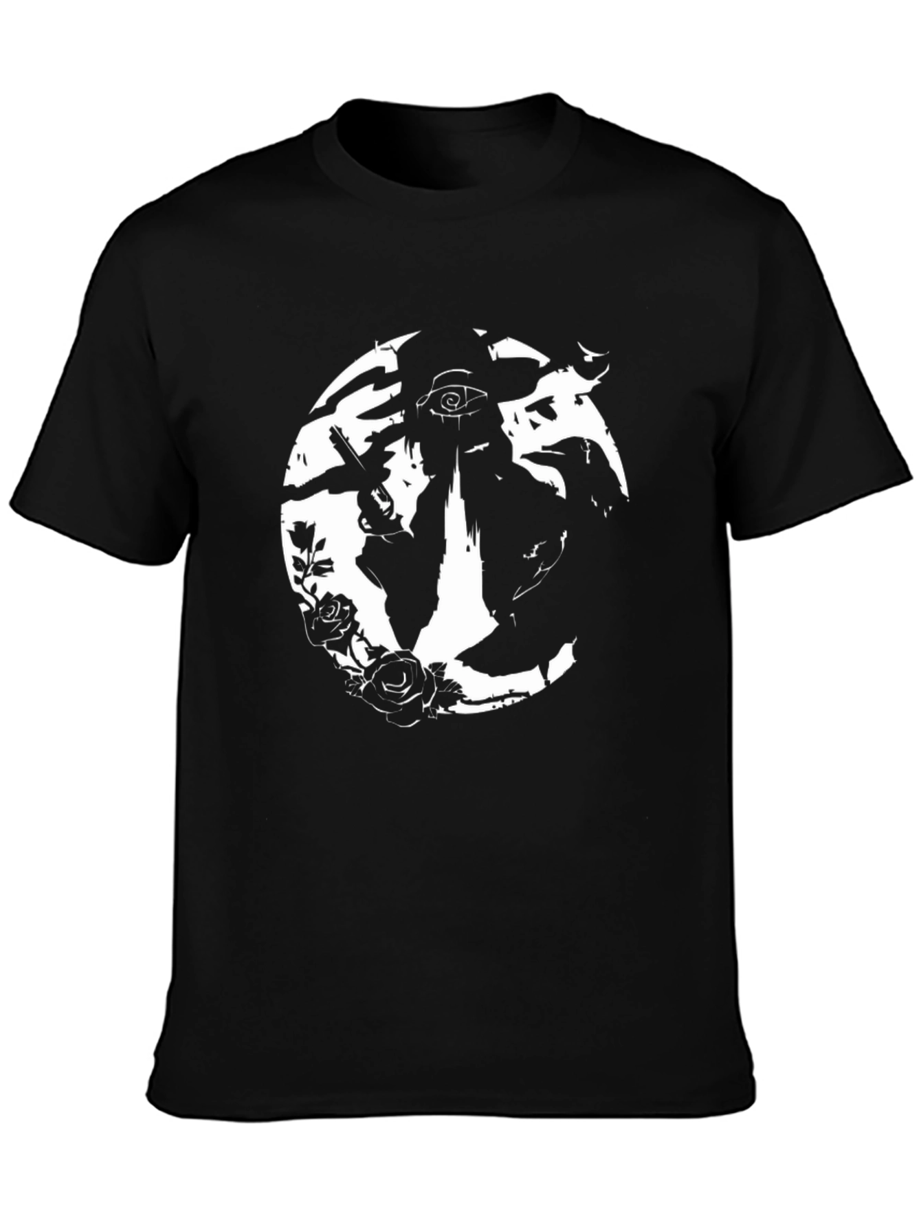 Black T-Shirt with White Graphic Design