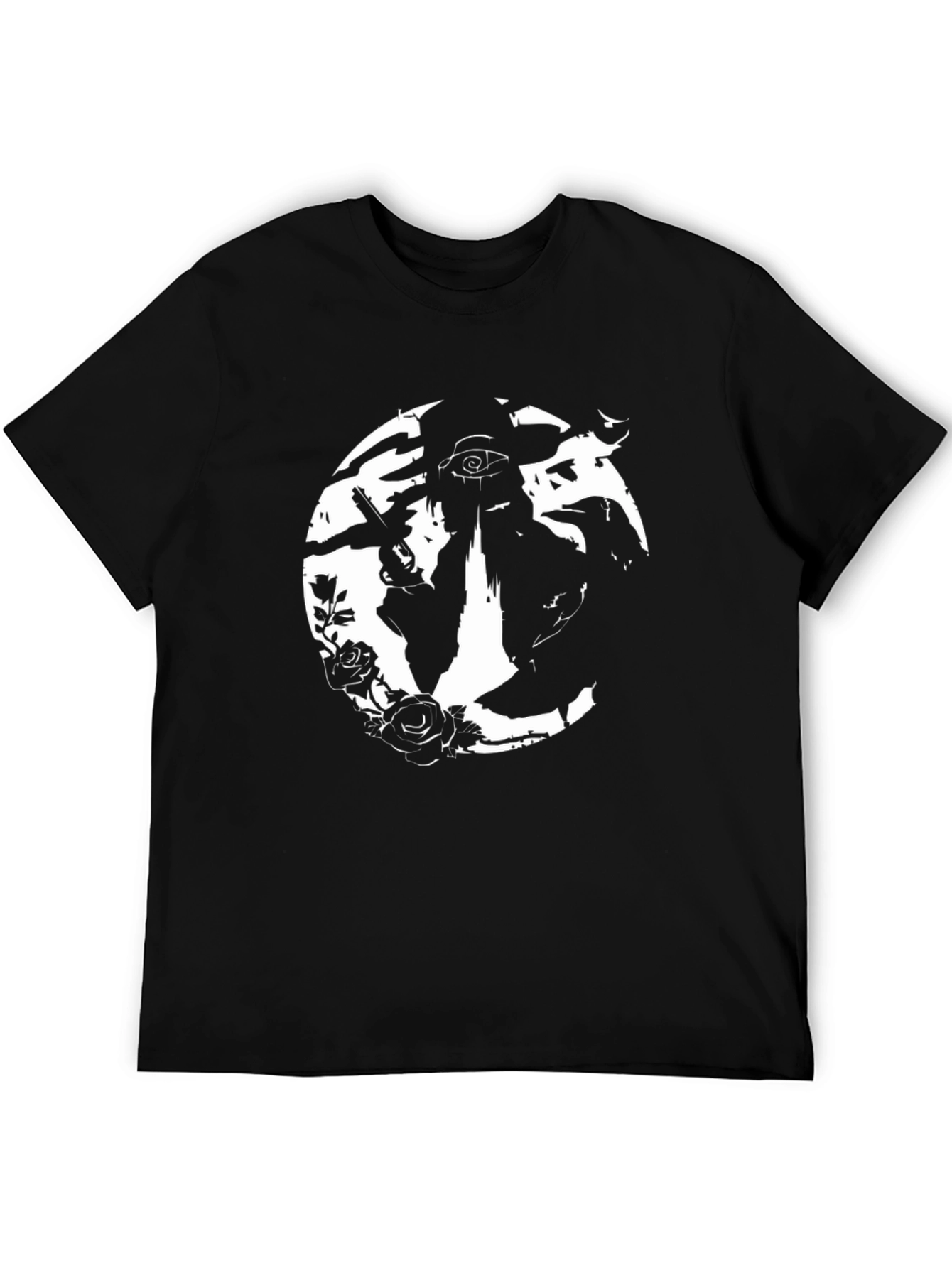 Black T-Shirt with White Graphic Design