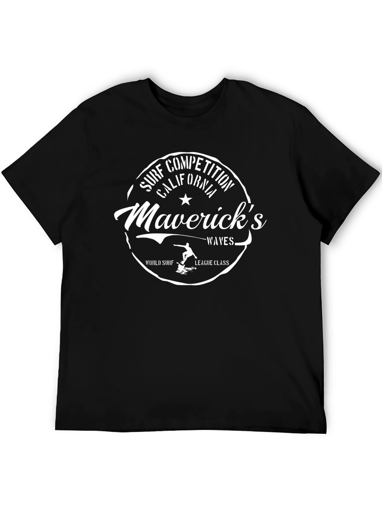 Mavericks Surf Competition Tee - Black Graphic Print T-Shirt