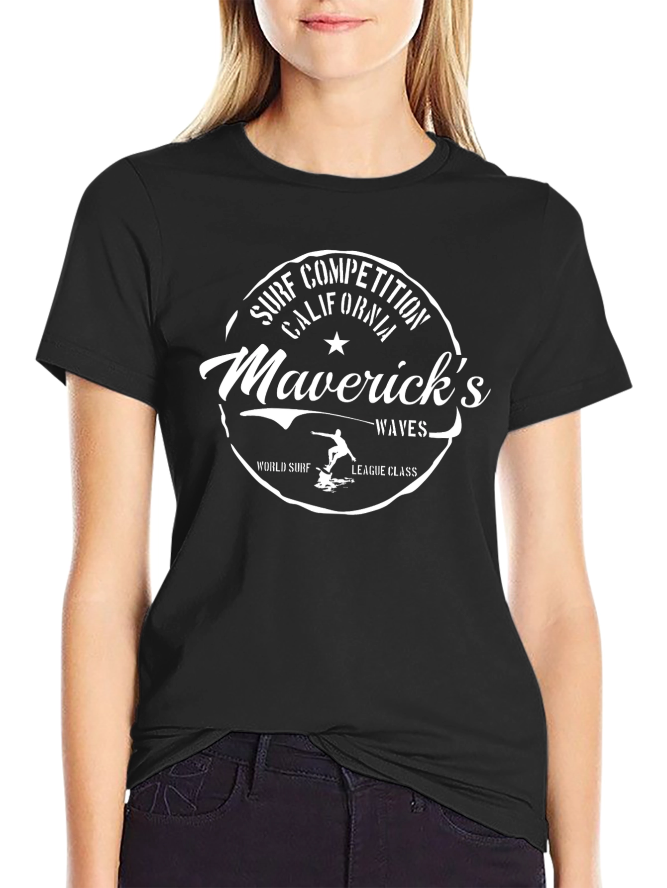 Mavericks Surf Competition Tee - Black Graphic Print T-Shirt