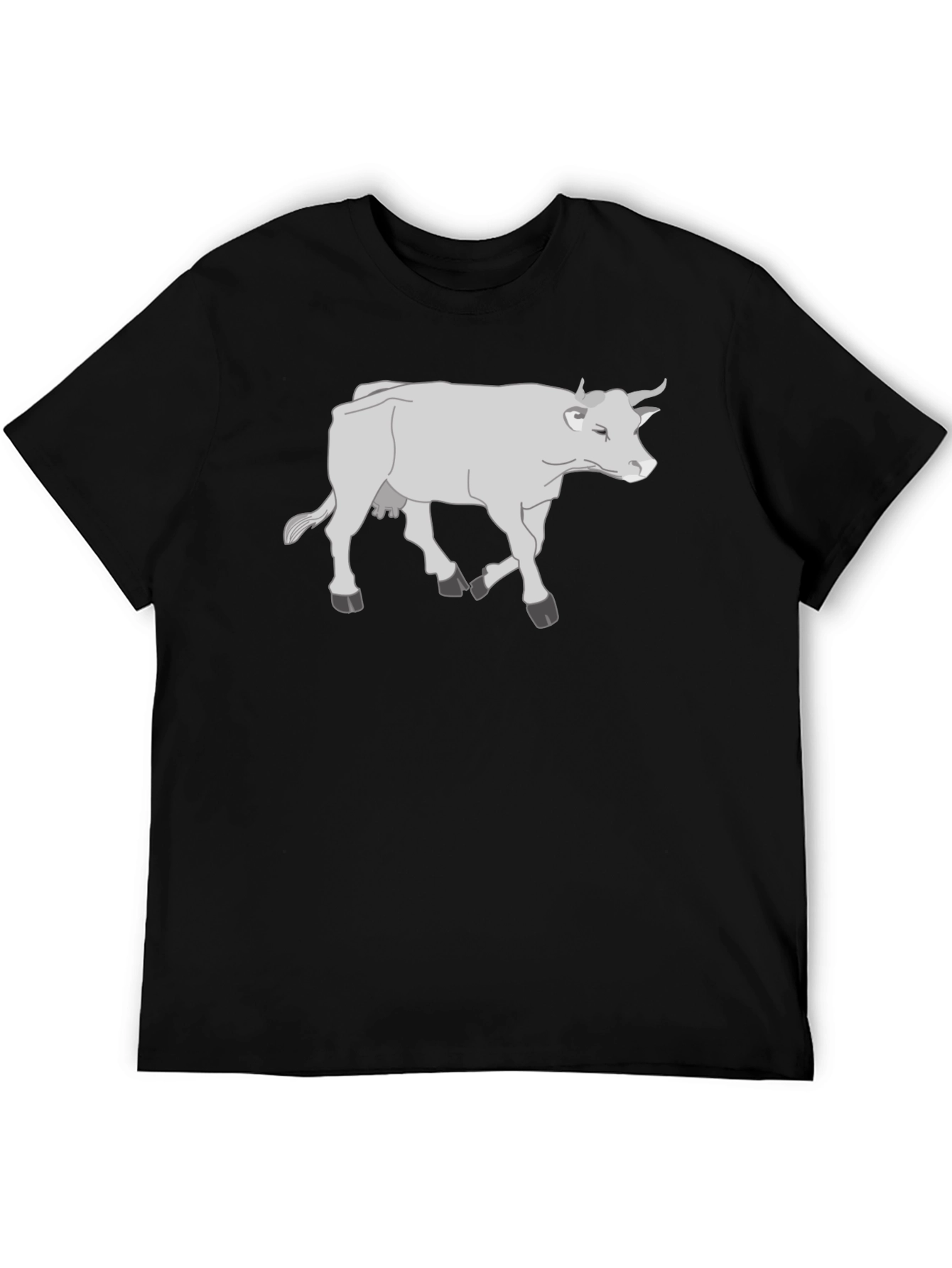 Cow Graphic T-Shirt - Black Cotton Casual Tee