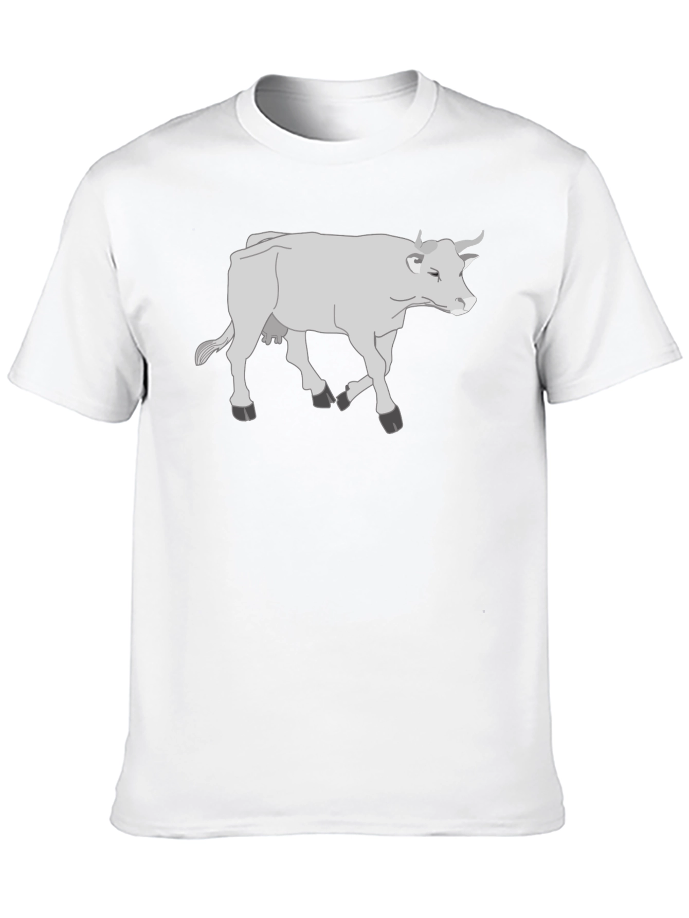 Cow Graphic T-Shirt - Black Cotton Casual Tee