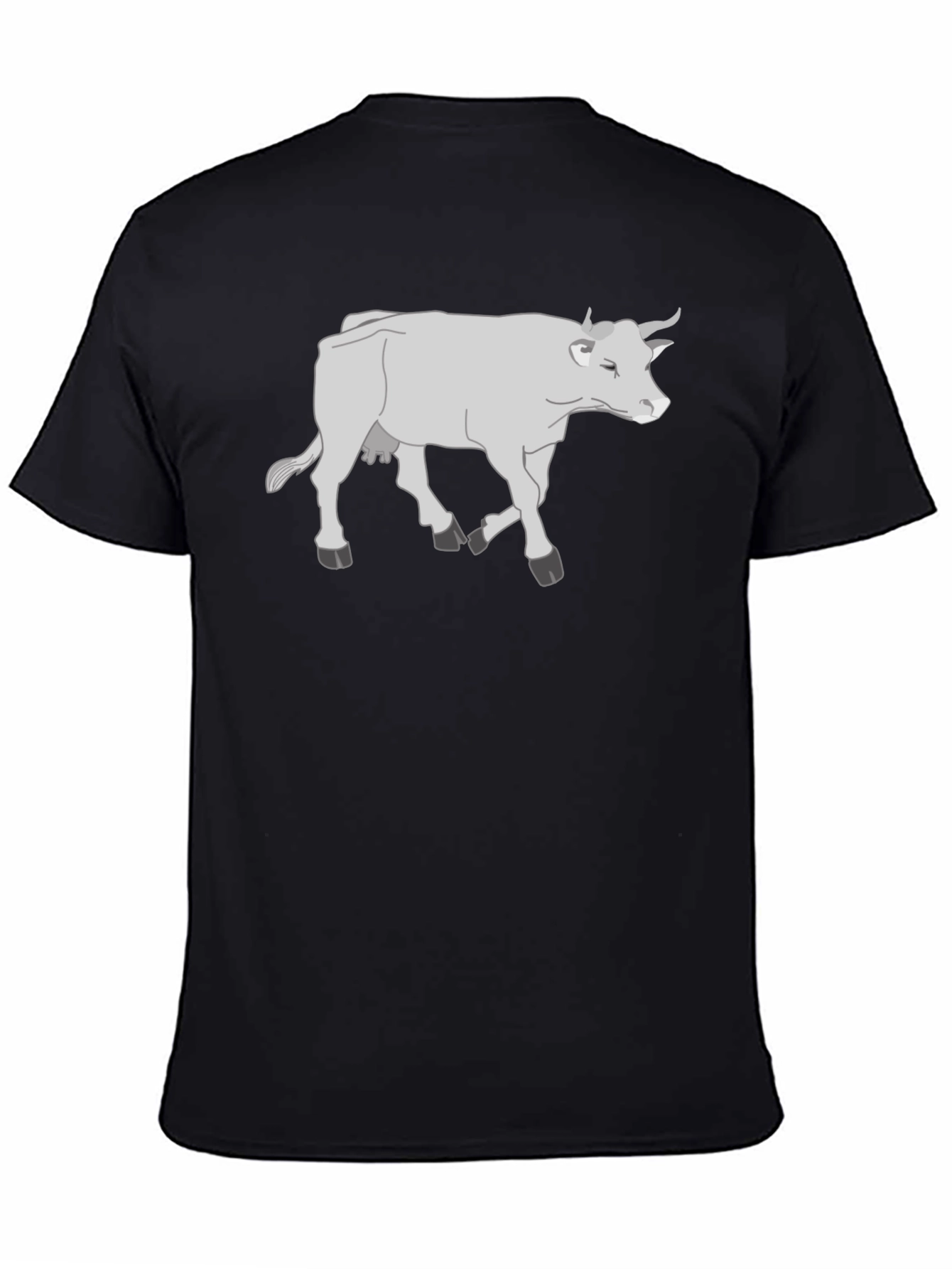 Cow Graphic T-Shirt - Black Cotton Casual Tee