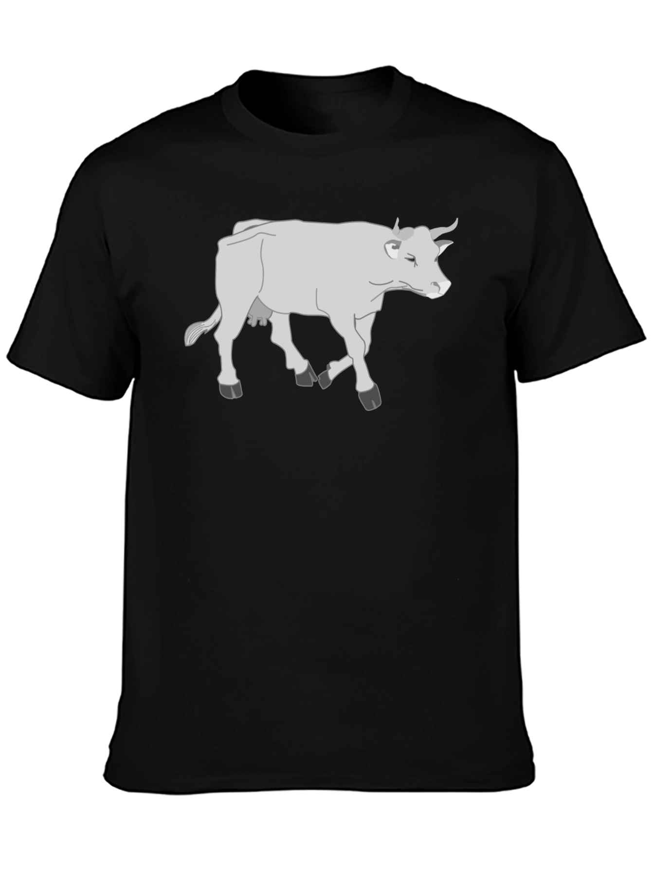 Cow Graphic T-Shirt - Black Cotton Casual Tee