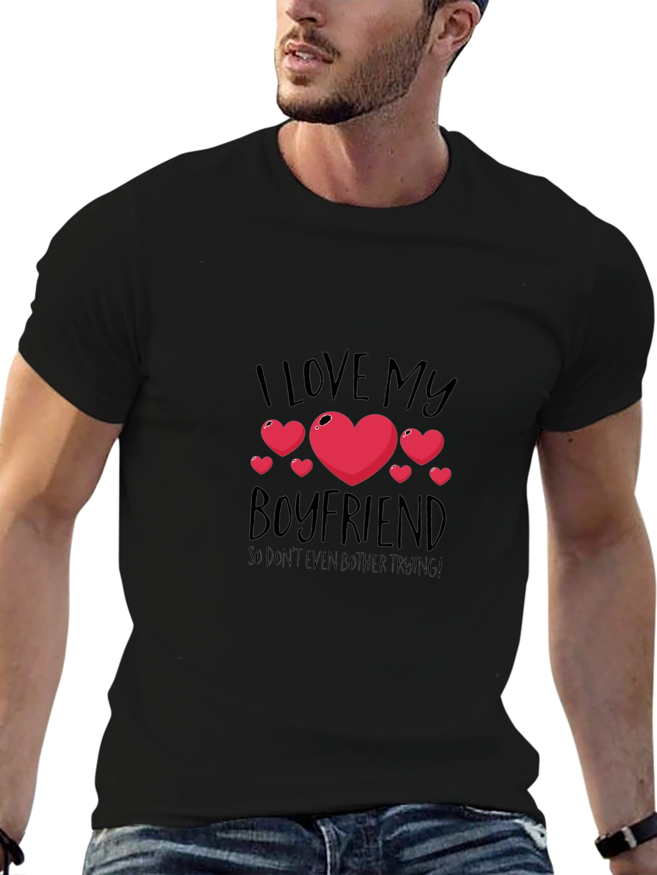 I Love My Boyfriend Graphic Tee - Black