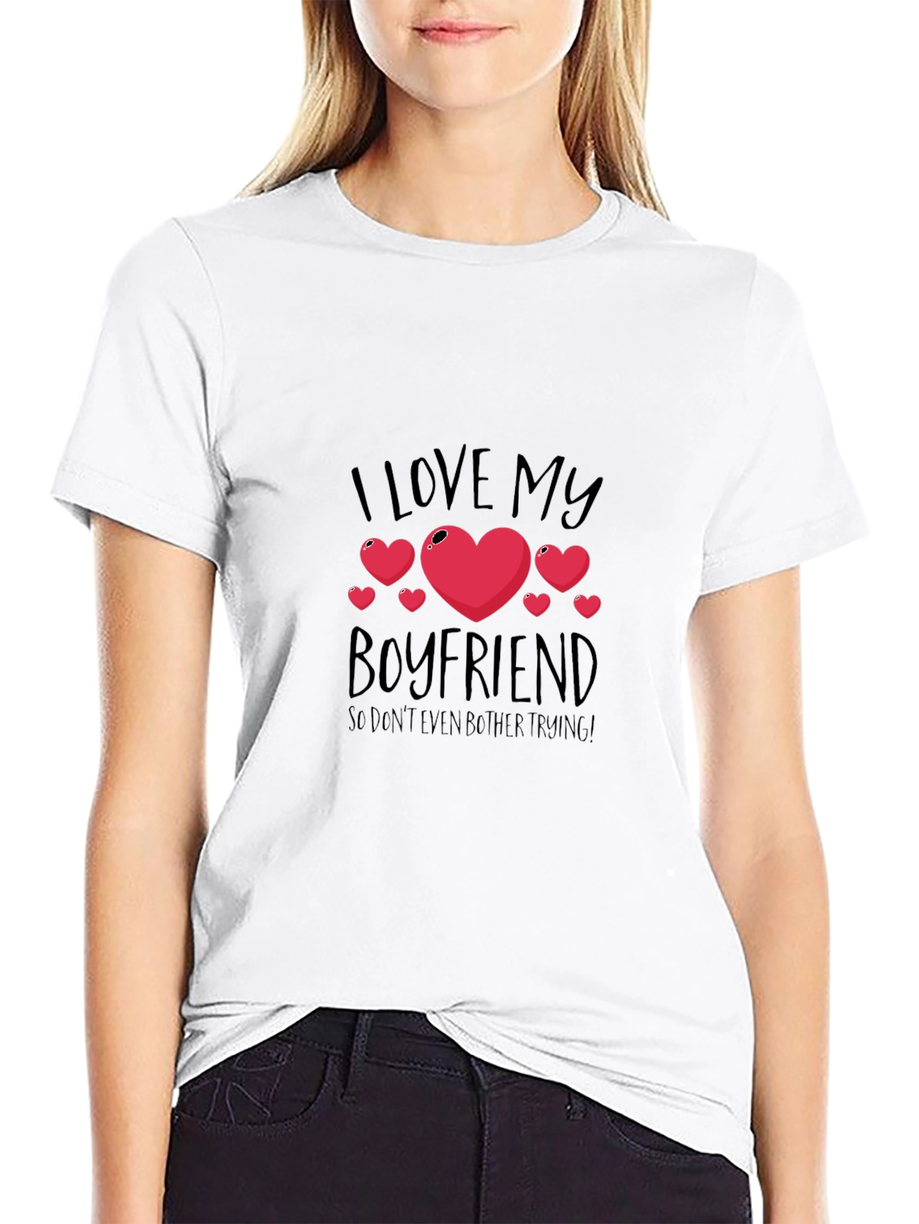 I Love My Boyfriend Graphic Tee - Black