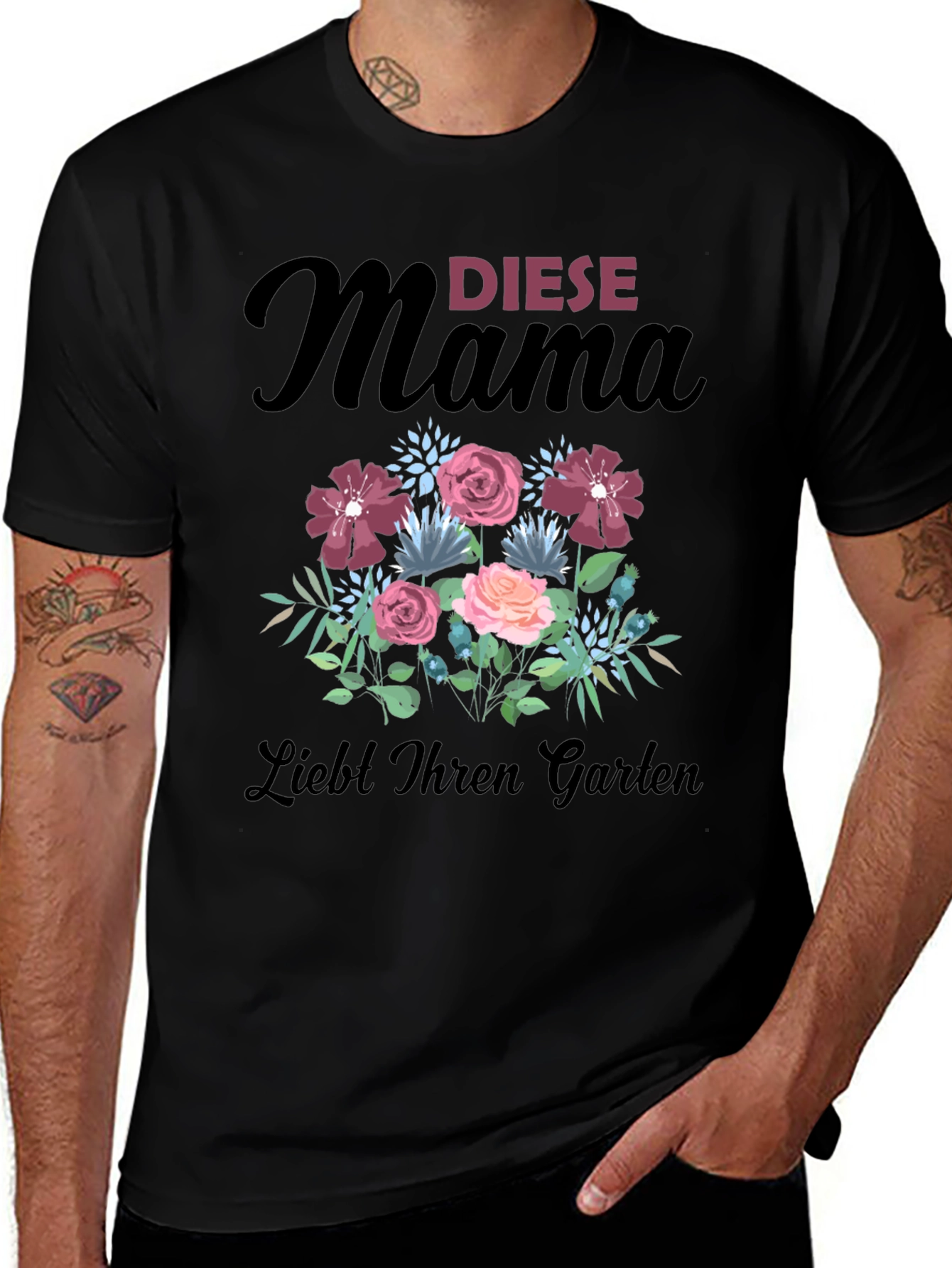 Mamas Garden T-Shirt - Floral Design Soft Cotton