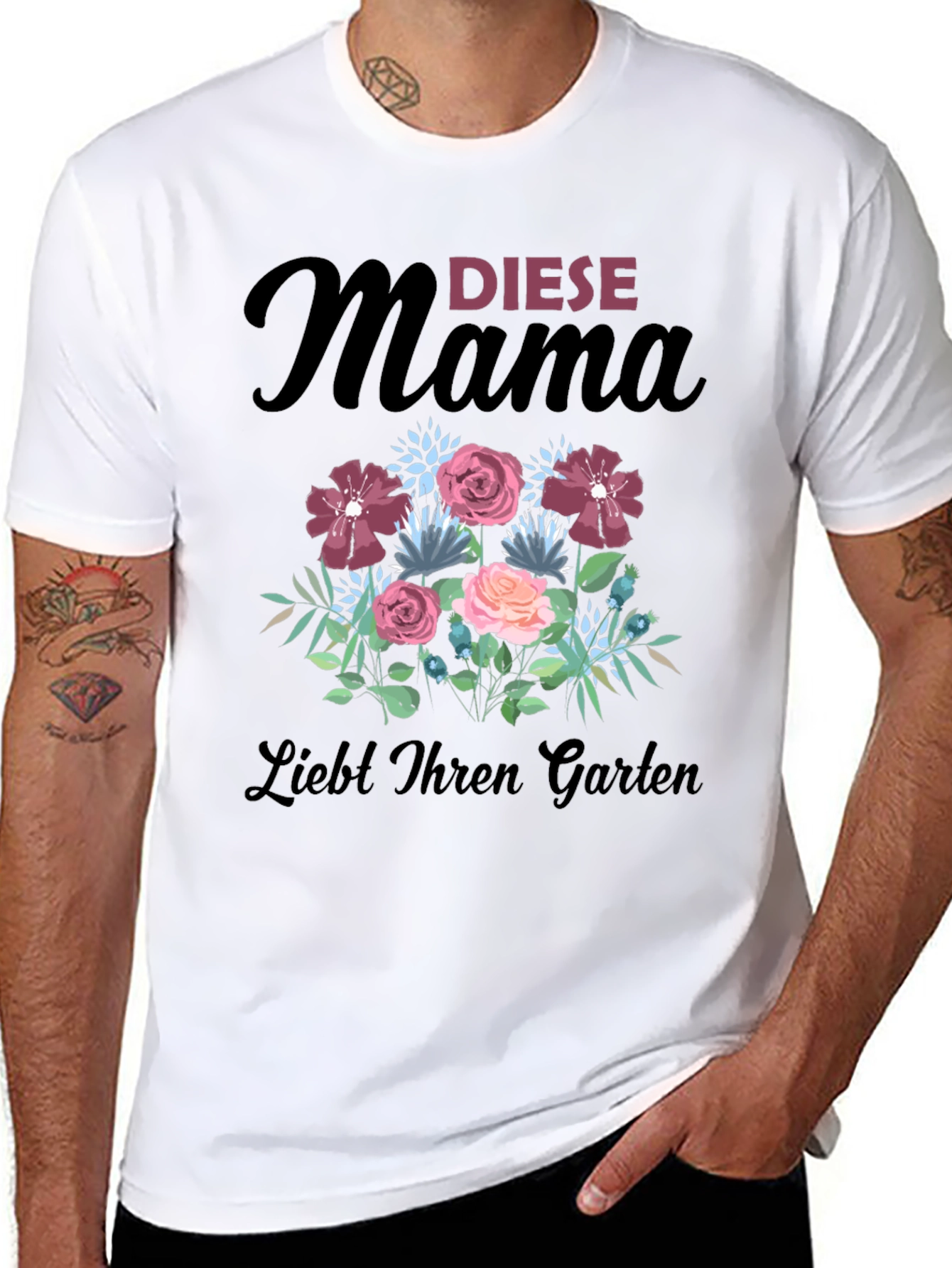 Mamas Garden T-Shirt - Floral Design Soft Cotton