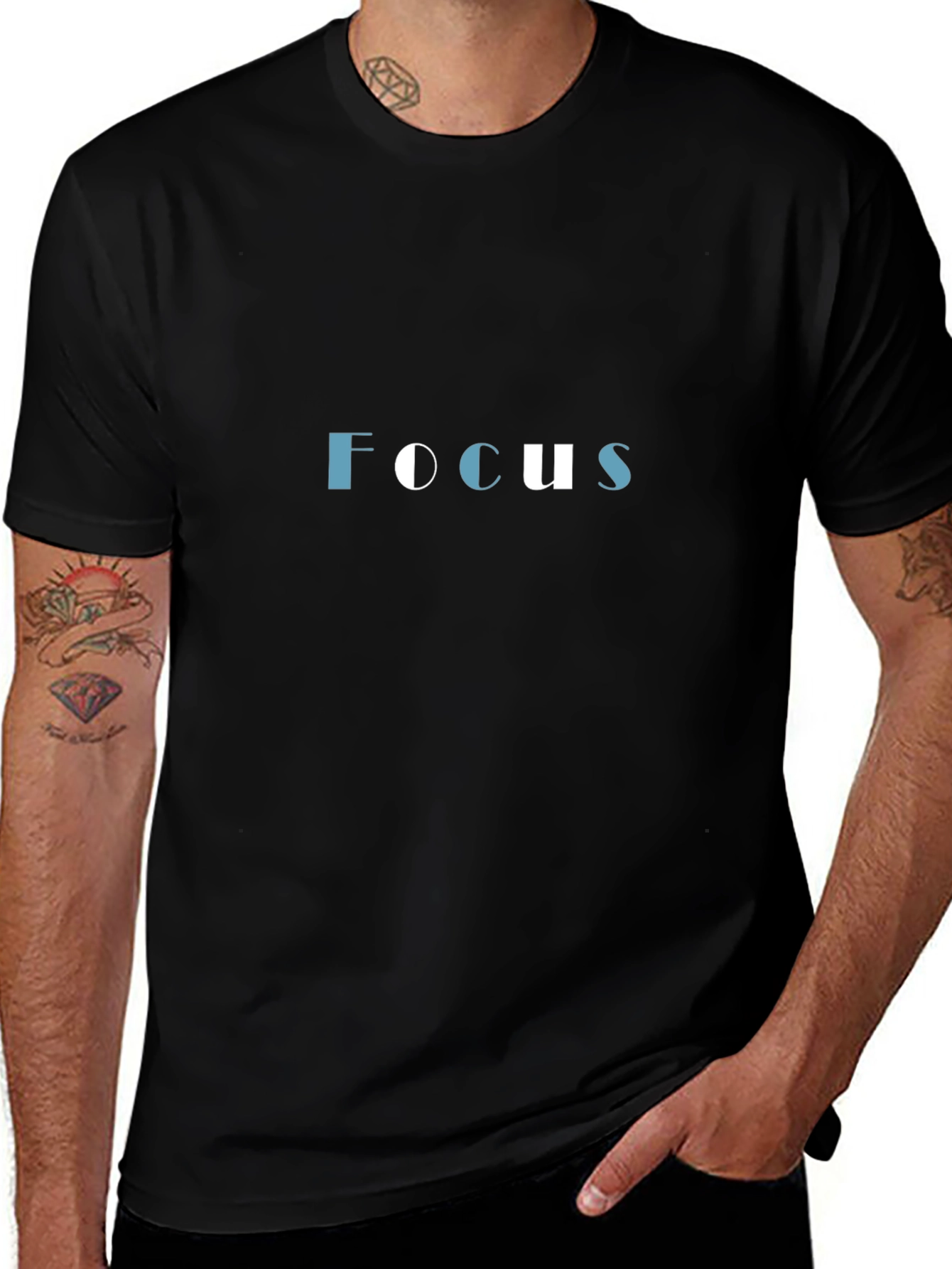 Focus Graphic Print Black T-Shirt