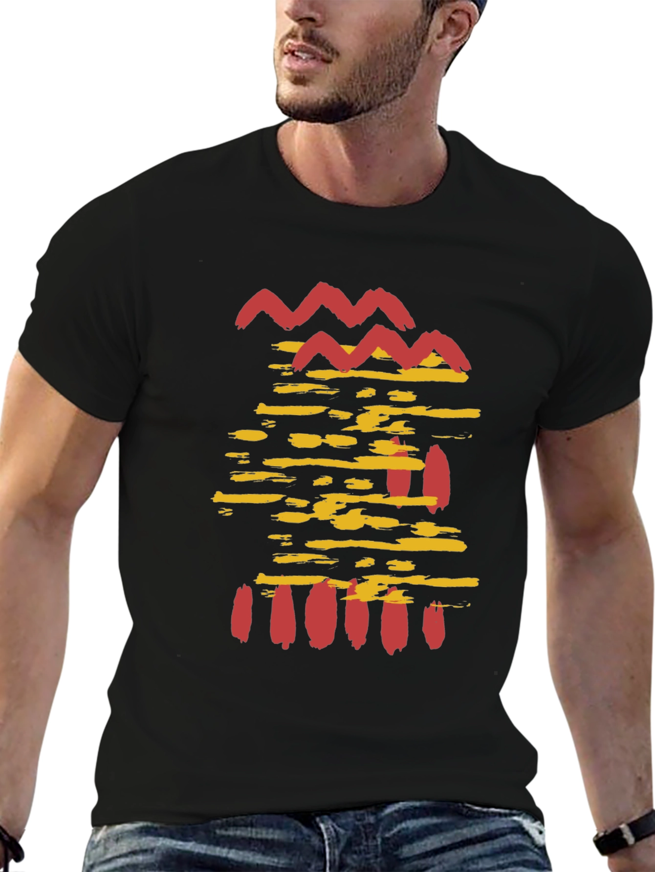 Abstract Graphic Print T-Shirt - Casual Mens Tee