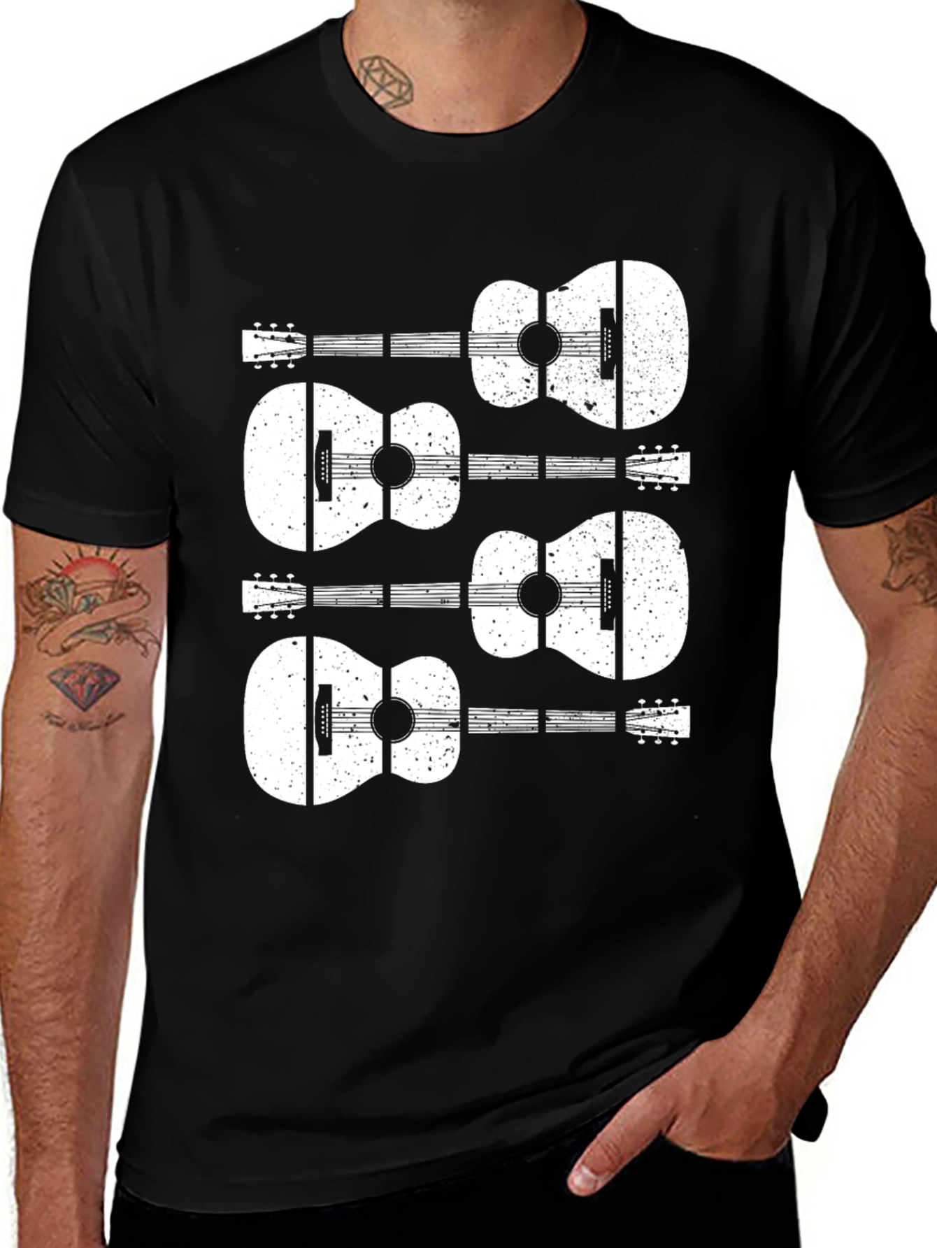 Guitar Graphic Black T-Shirt
