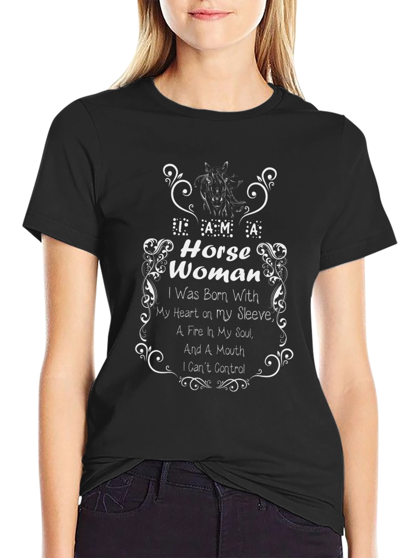 Horse Woman Graphic Tee - Equestrian Lover Shirt