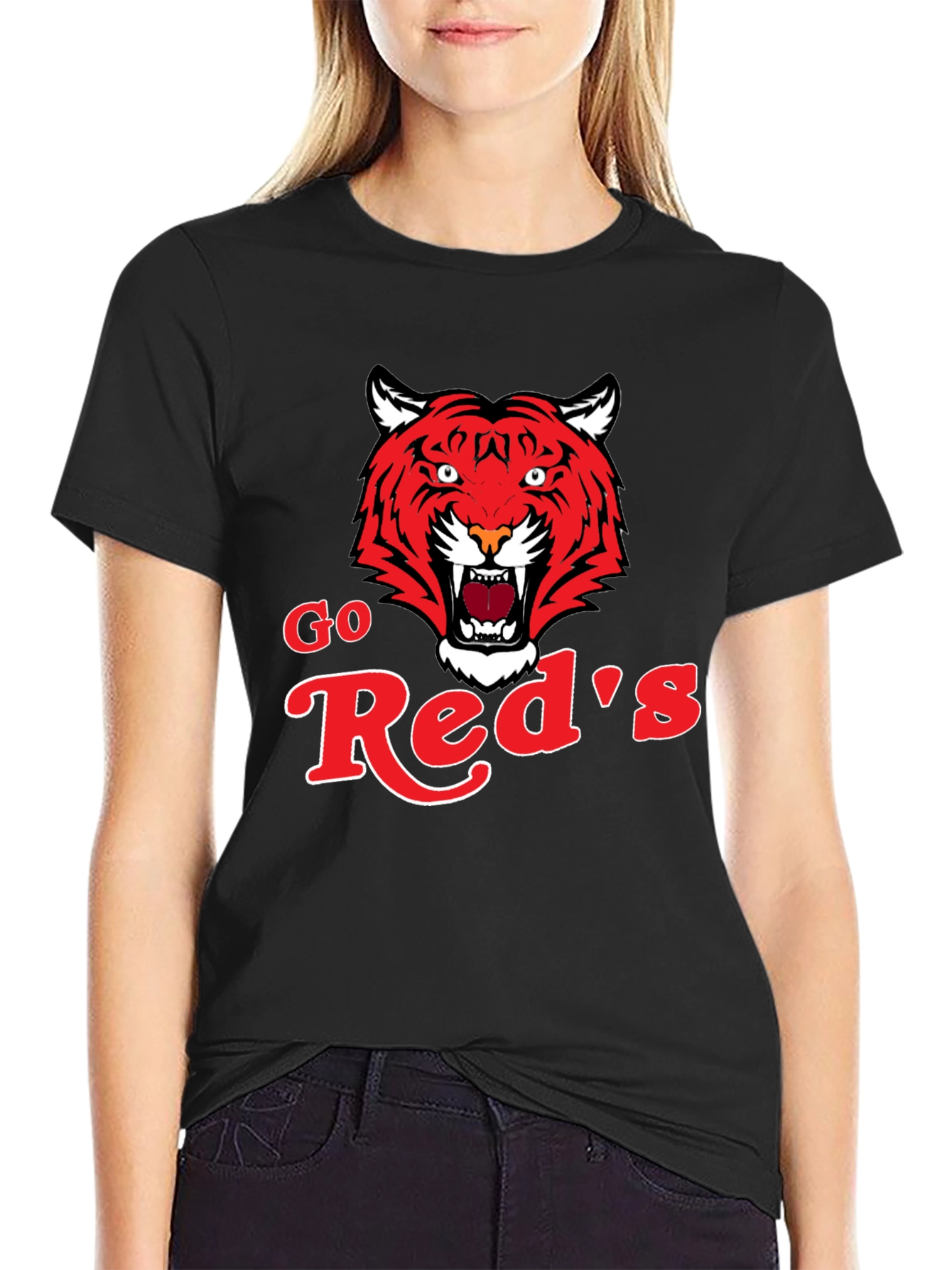 Go Reds Tiger Graphic T-Shirt - Classic Black