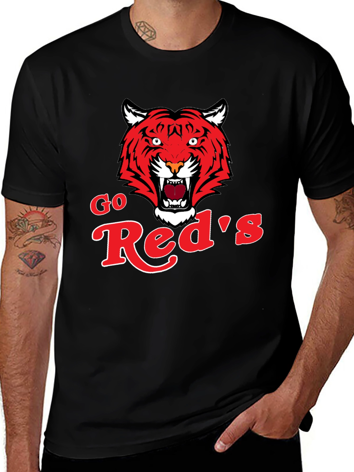 Go Reds Tiger Graphic T-Shirt - Classic Black
