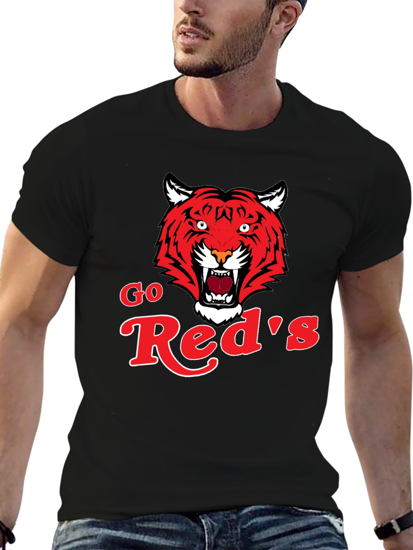Go Reds Tiger Graphic T-Shirt - Classic Black