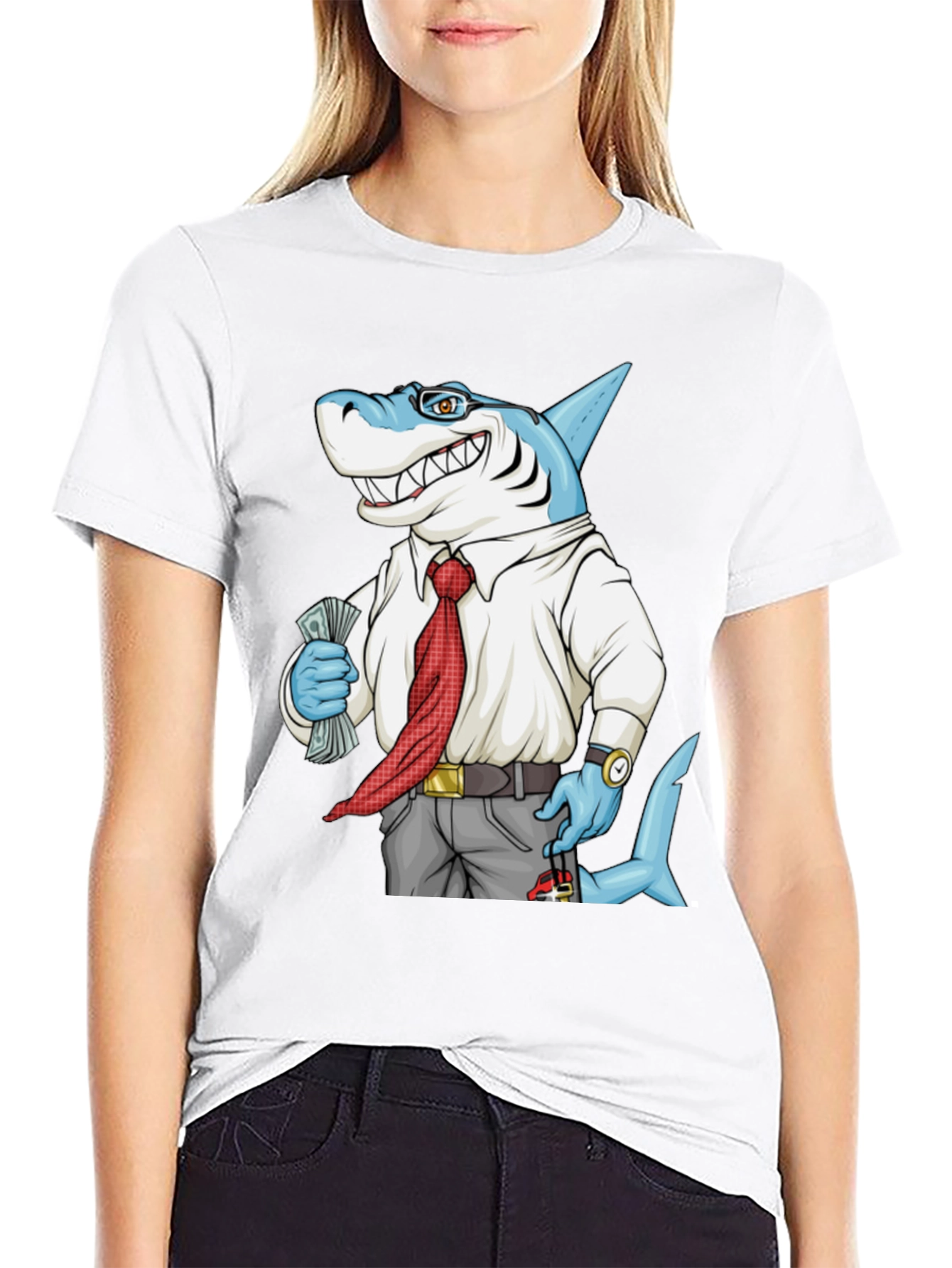 Cartoon Shark Graphic Tee - Funny Business Shark T-Shirt