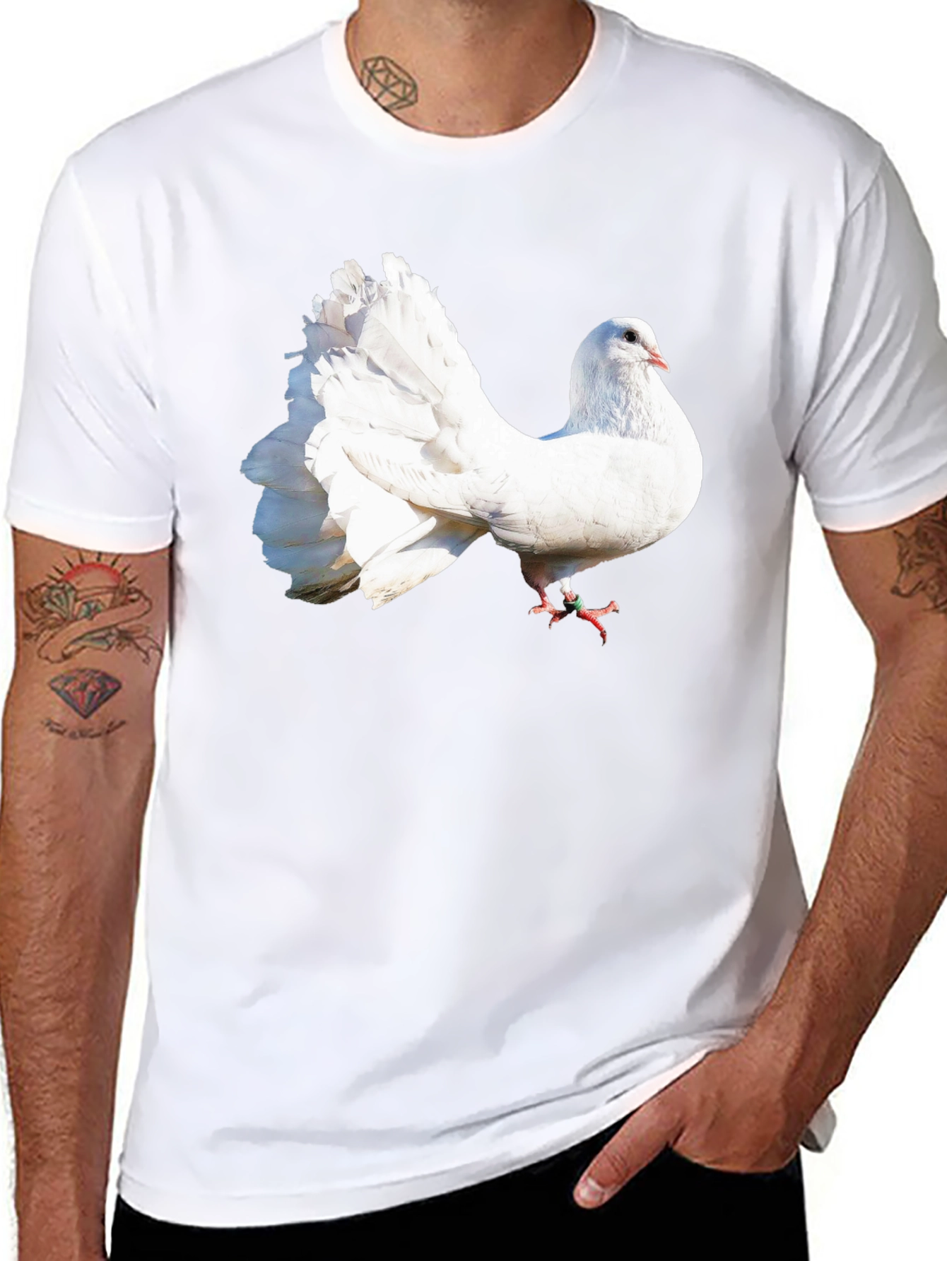 White Dove Graphic Tee - Classic Black Cotton Shirt