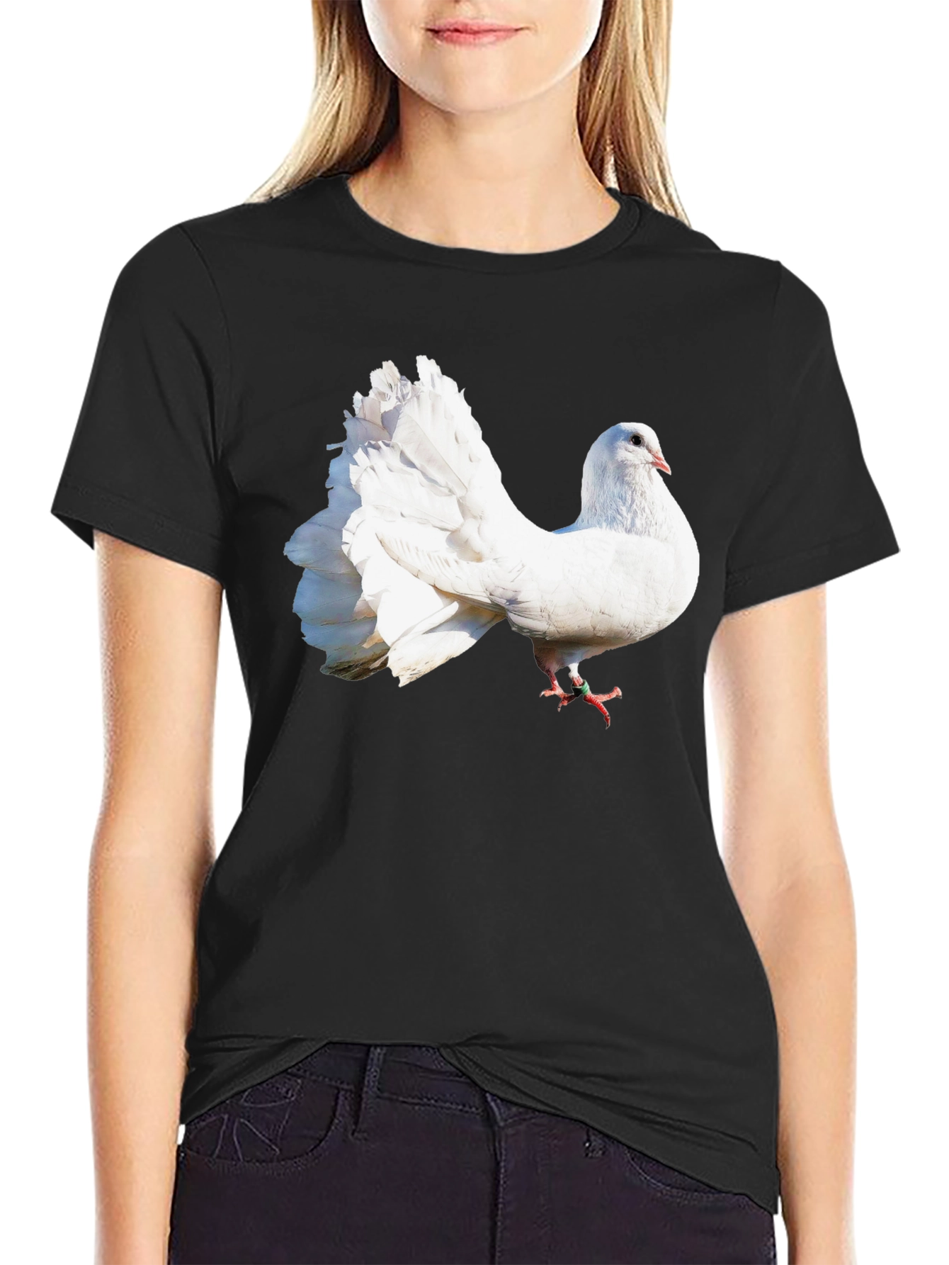 White Dove Graphic Tee - Classic Black Cotton Shirt