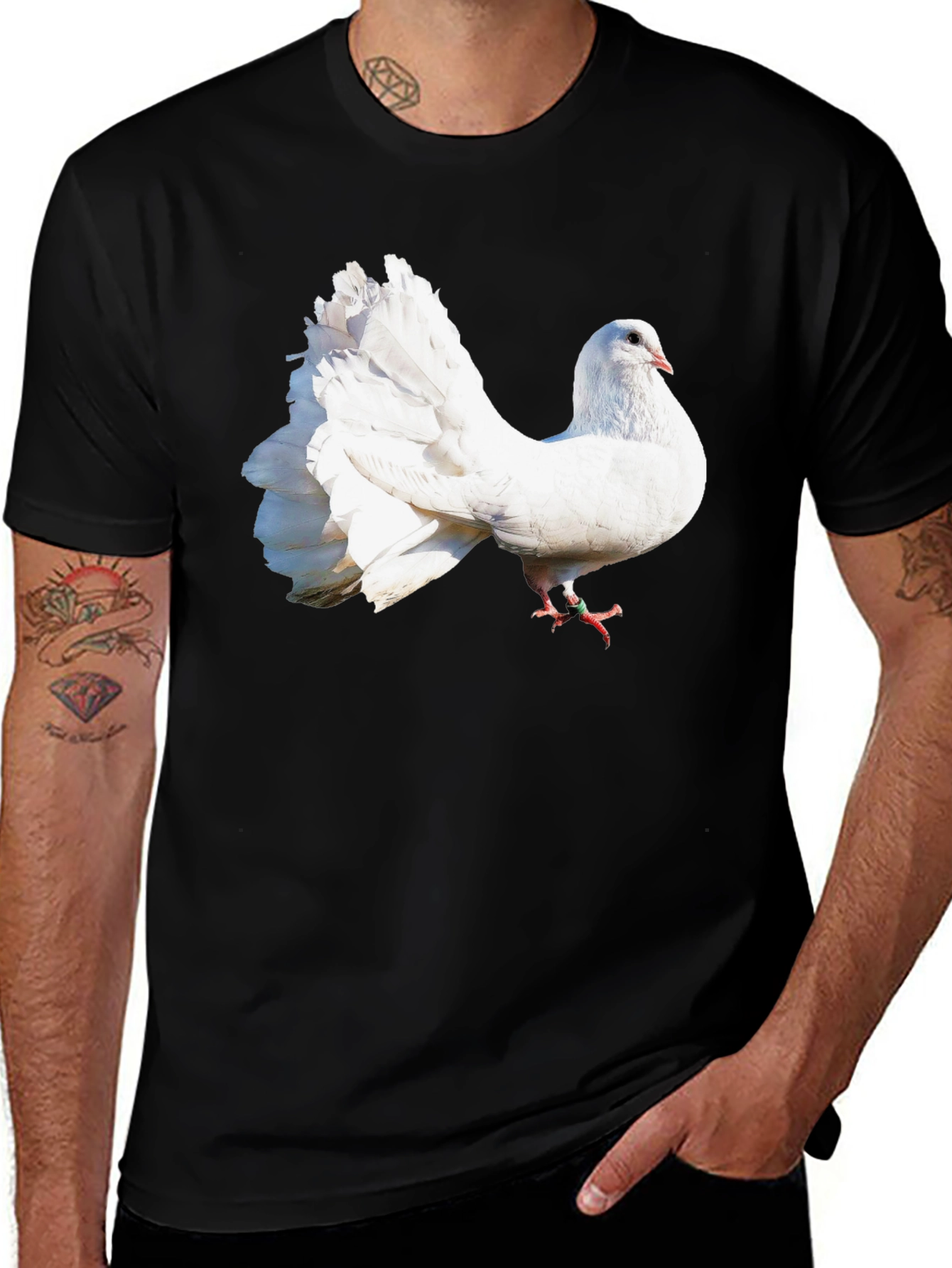 White Dove Graphic Tee - Classic Black Cotton Shirt