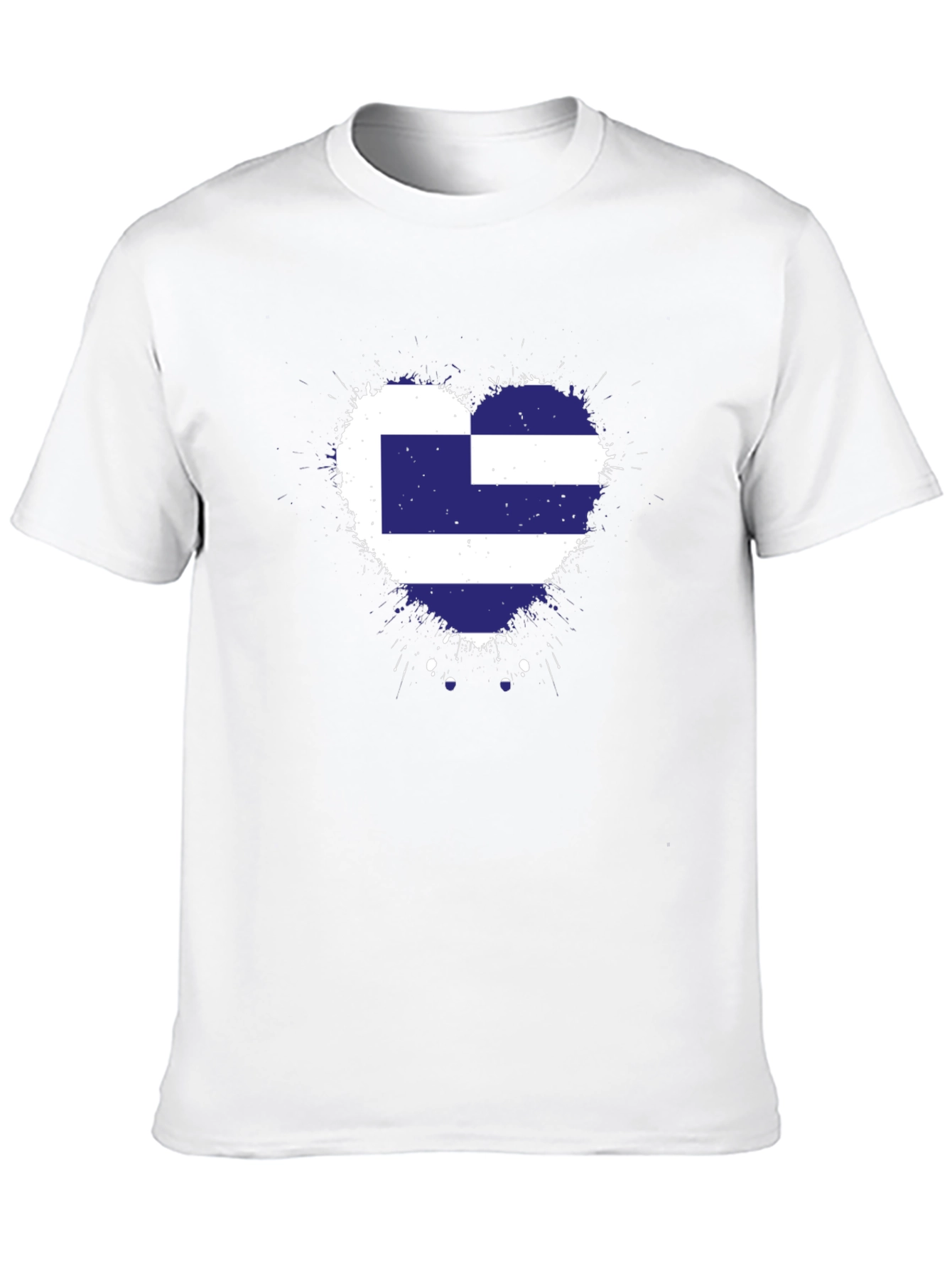 Greek Flag Heart T-Shirt - Black Cotton Tee