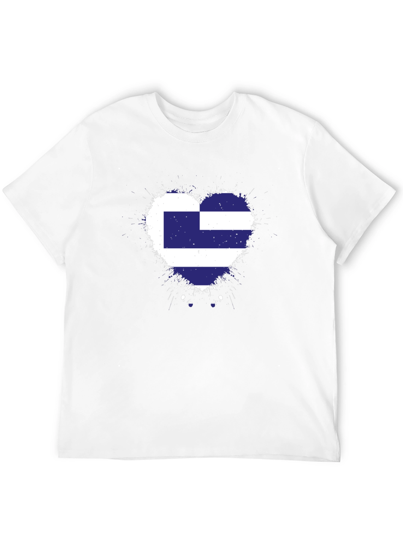 Greek Flag Heart T-Shirt - Black Cotton Tee