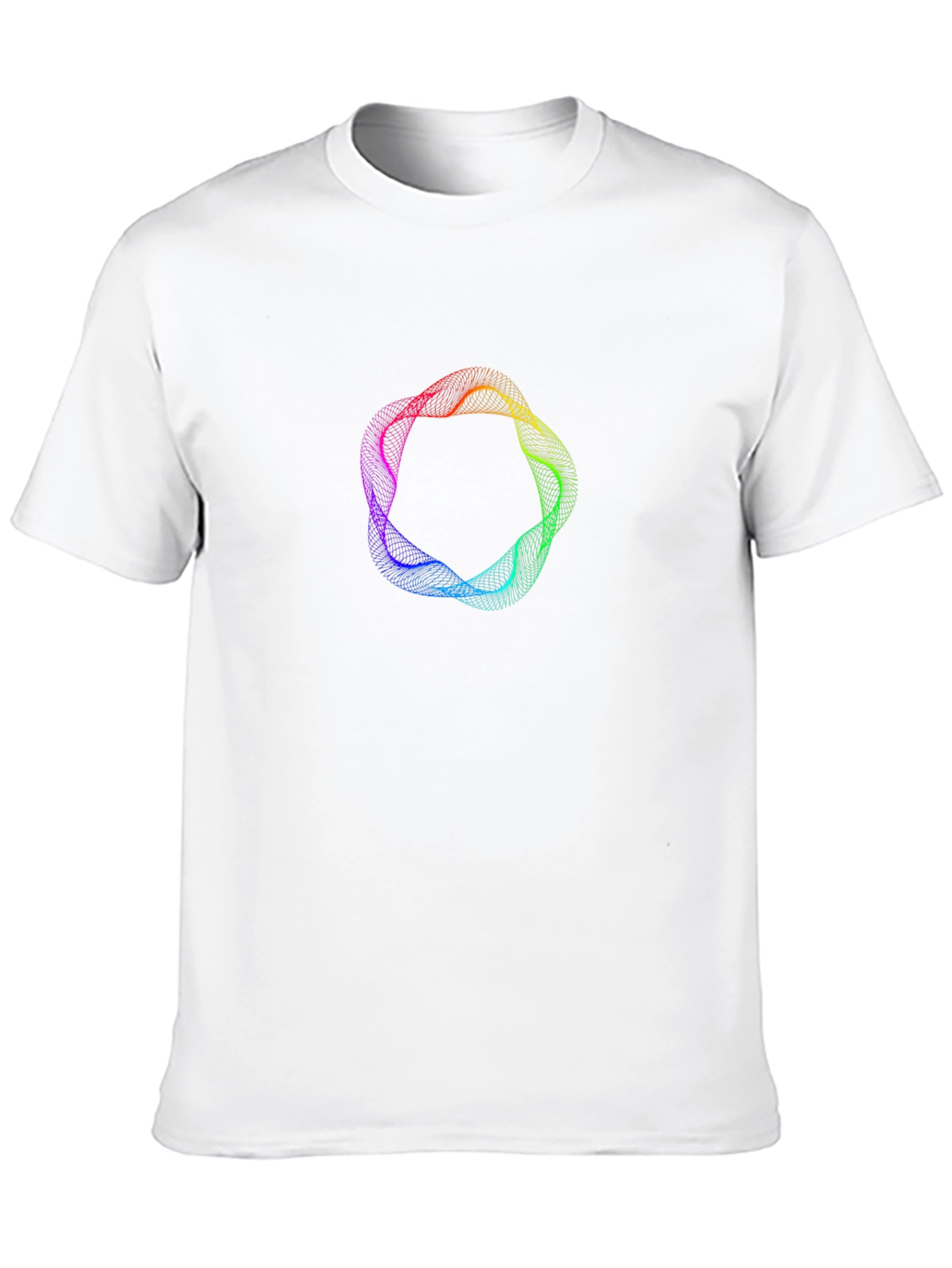 Abstract Rainbow Circle Graphic Black T-Shirt