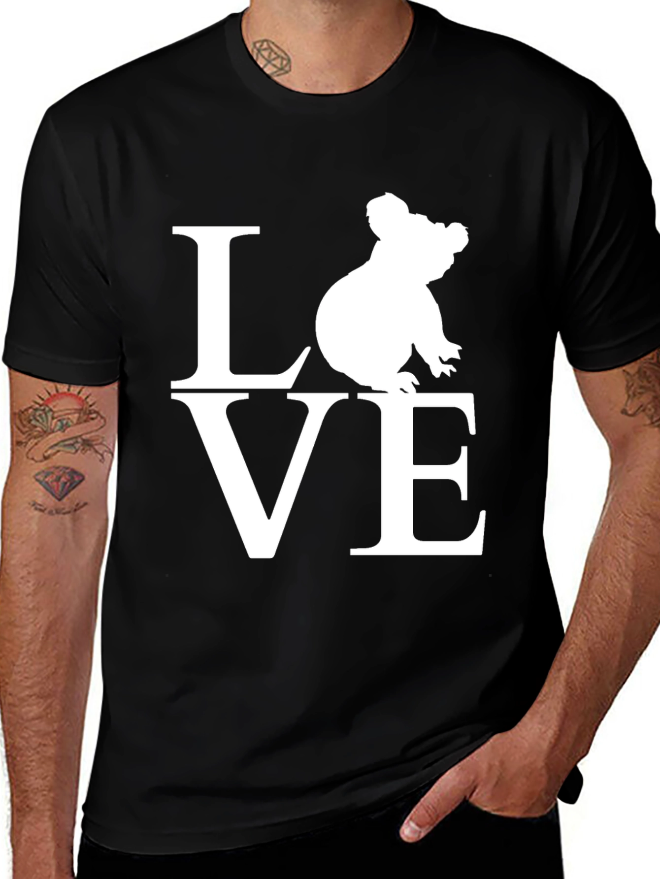 Koala Love Graphic Tee - Black Cotton T-Shirt
