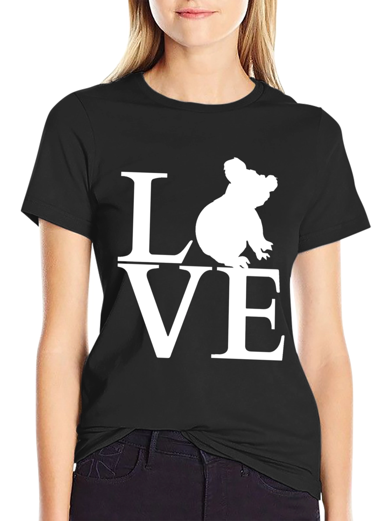 Koala Love Graphic Tee - Black Cotton T-Shirt