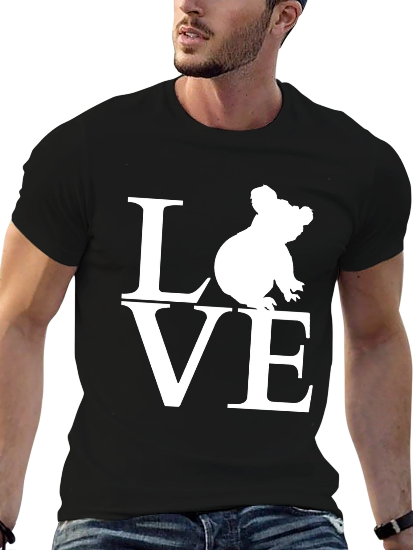 Koala Love Graphic Tee - Black Cotton T-Shirt