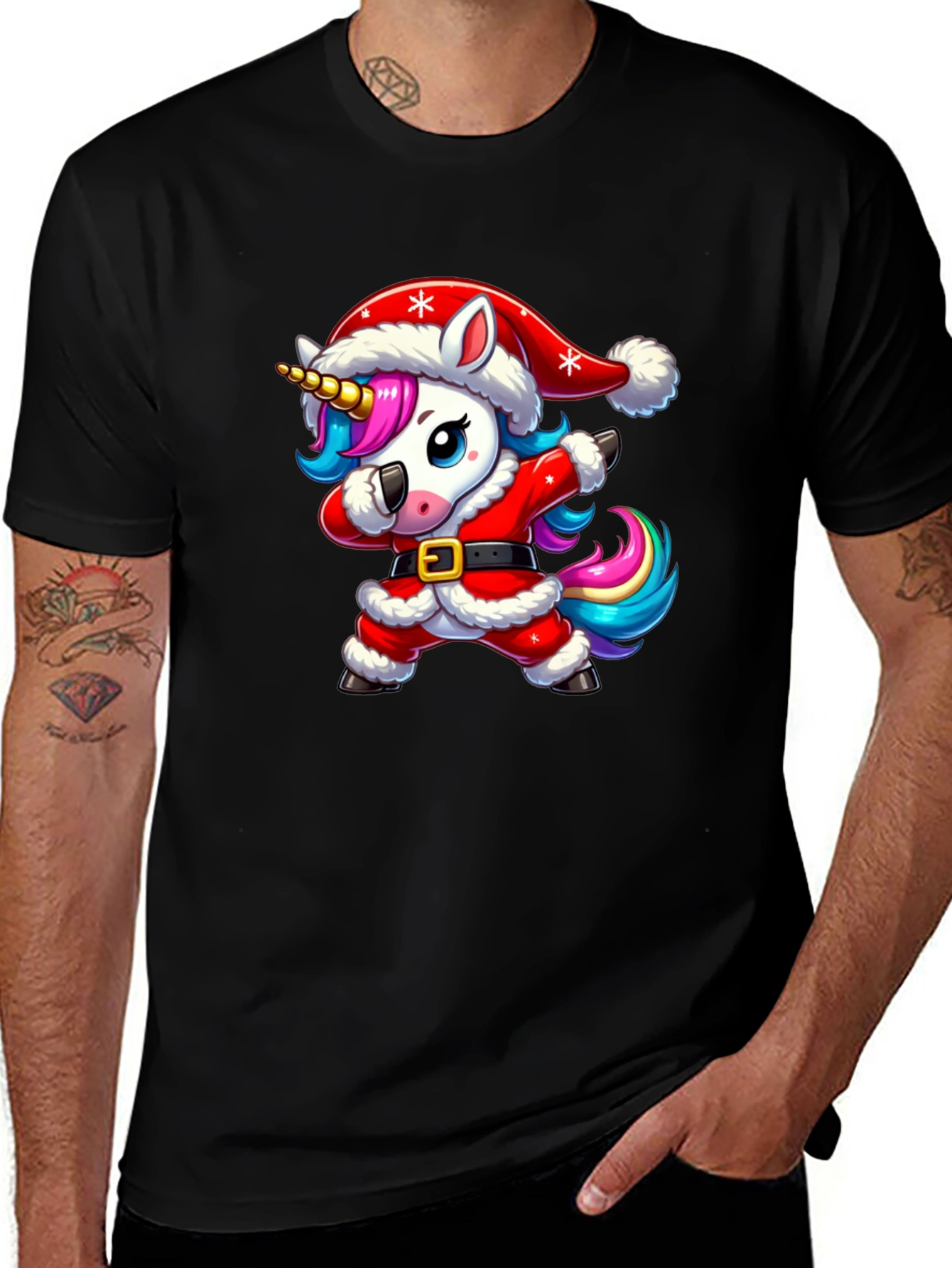 Unicorn Dabbing Santa Christmas T-Shirt