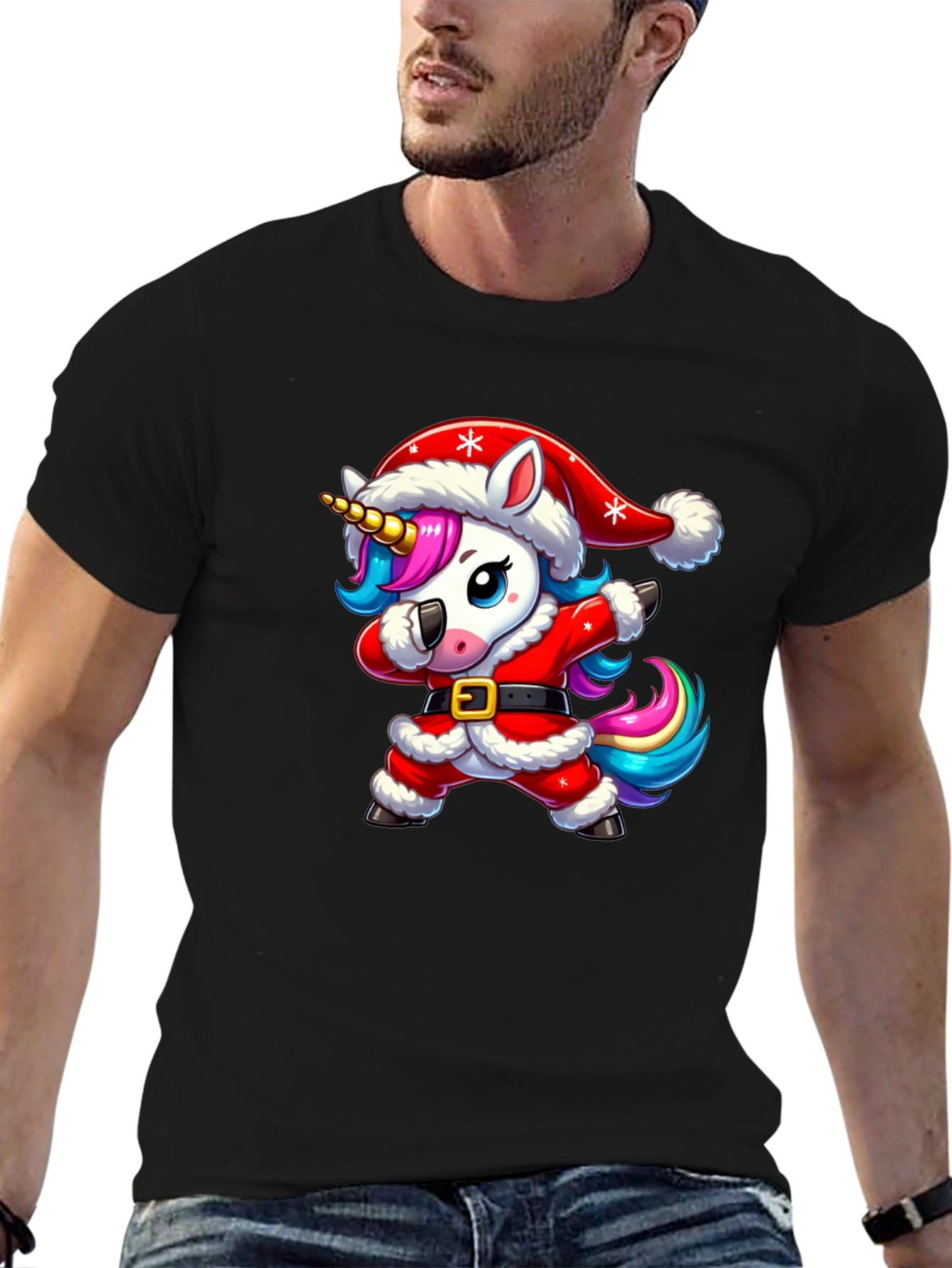 Unicorn Dabbing Santa Christmas T-Shirt