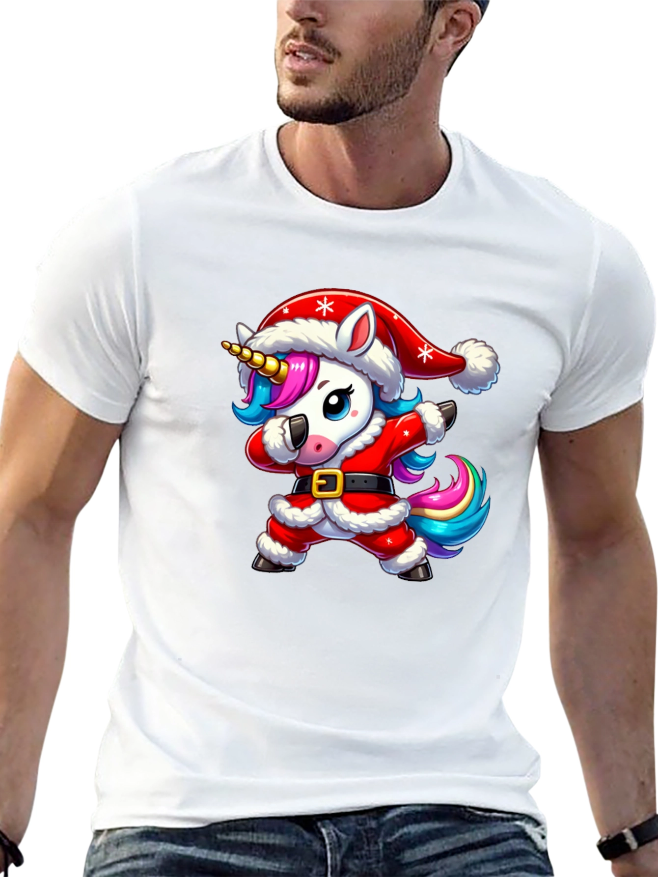 Unicorn Dabbing Santa Christmas T-Shirt